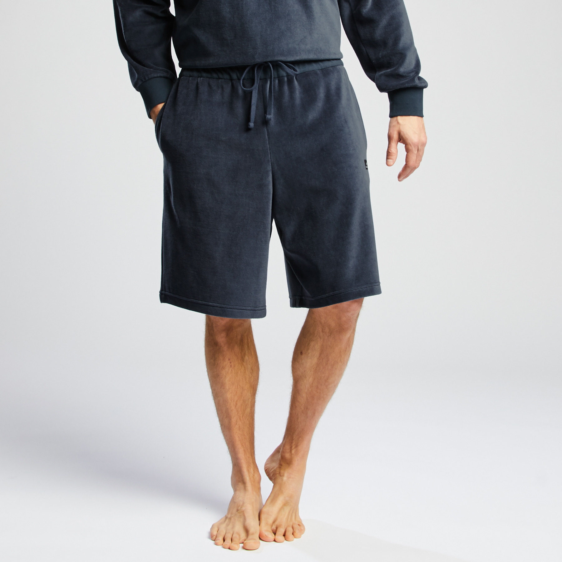 Short homewear velours Bleu S 75% Coton, 25% Polyester Homme