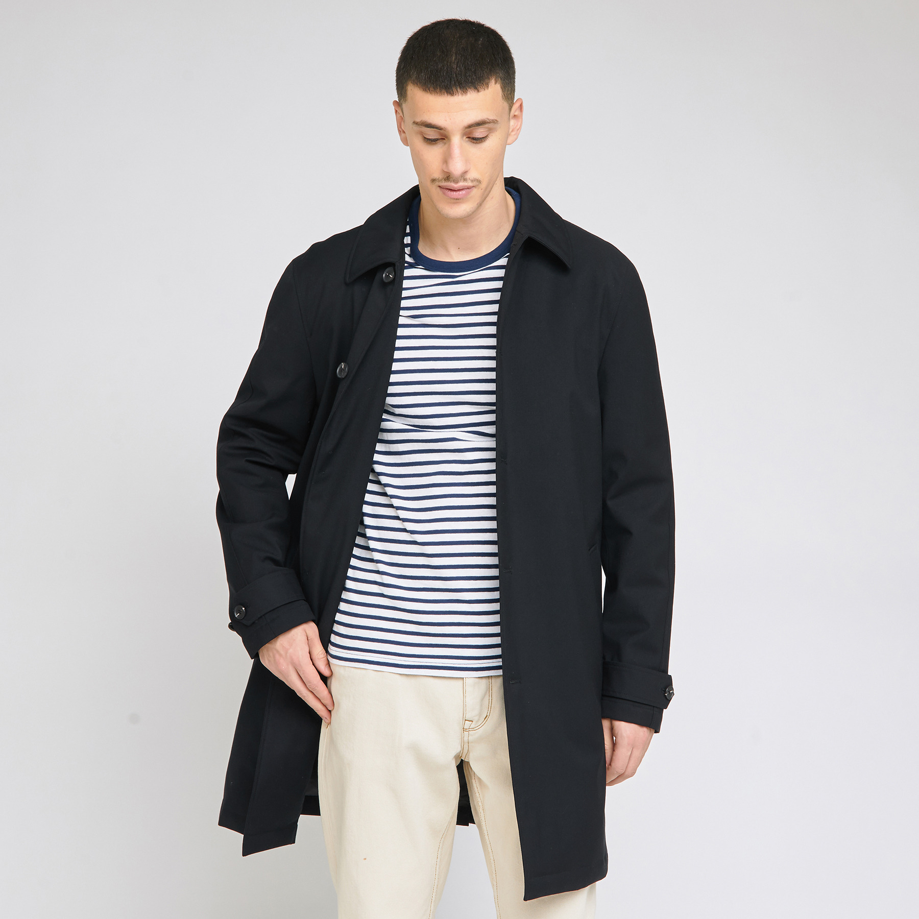 Trench col chemise Noir Homme