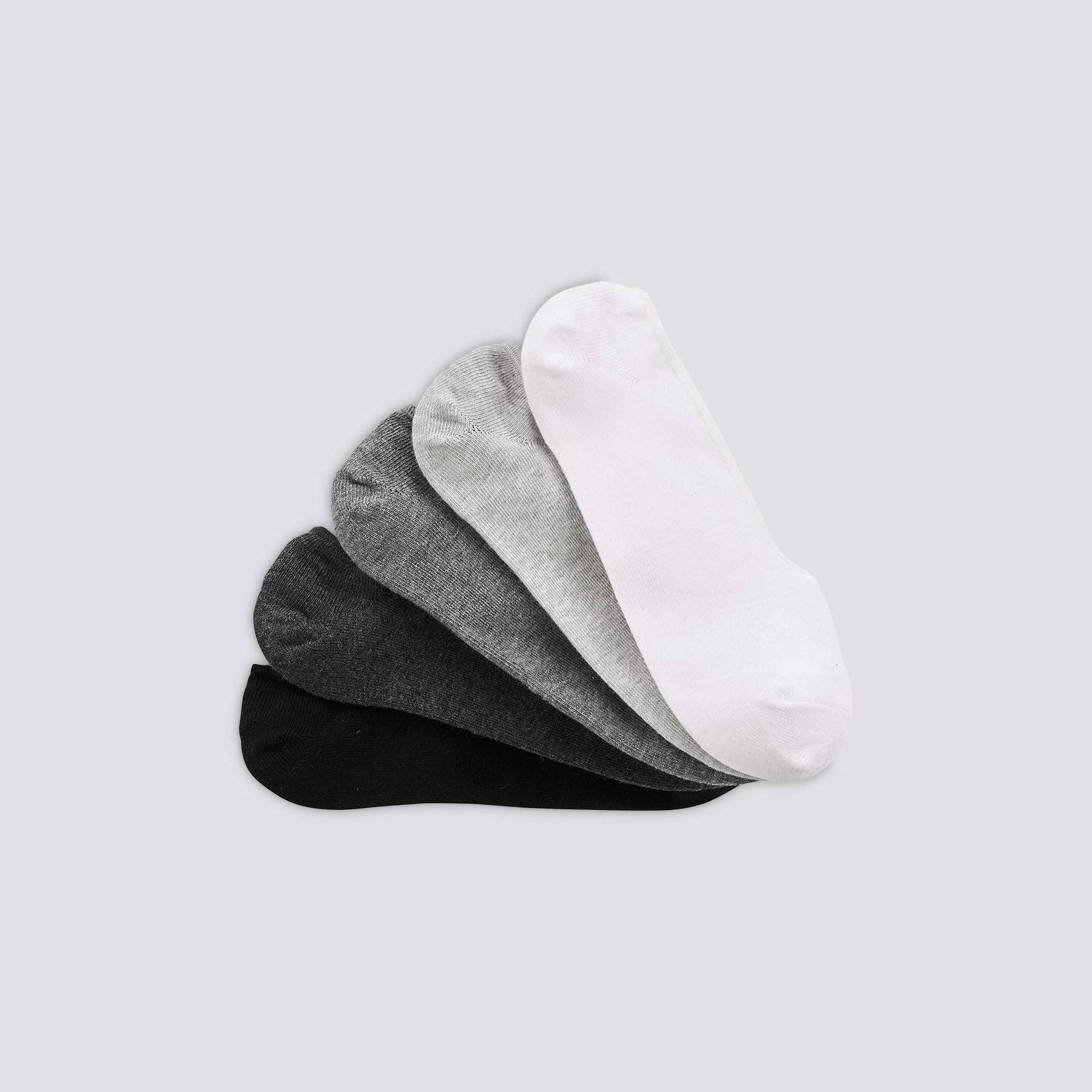 Lot de 5 paires de chaussettes invisibles unies Gris 39/42 68% Coton, 31% Polyester, 1% Elasthanne Homme