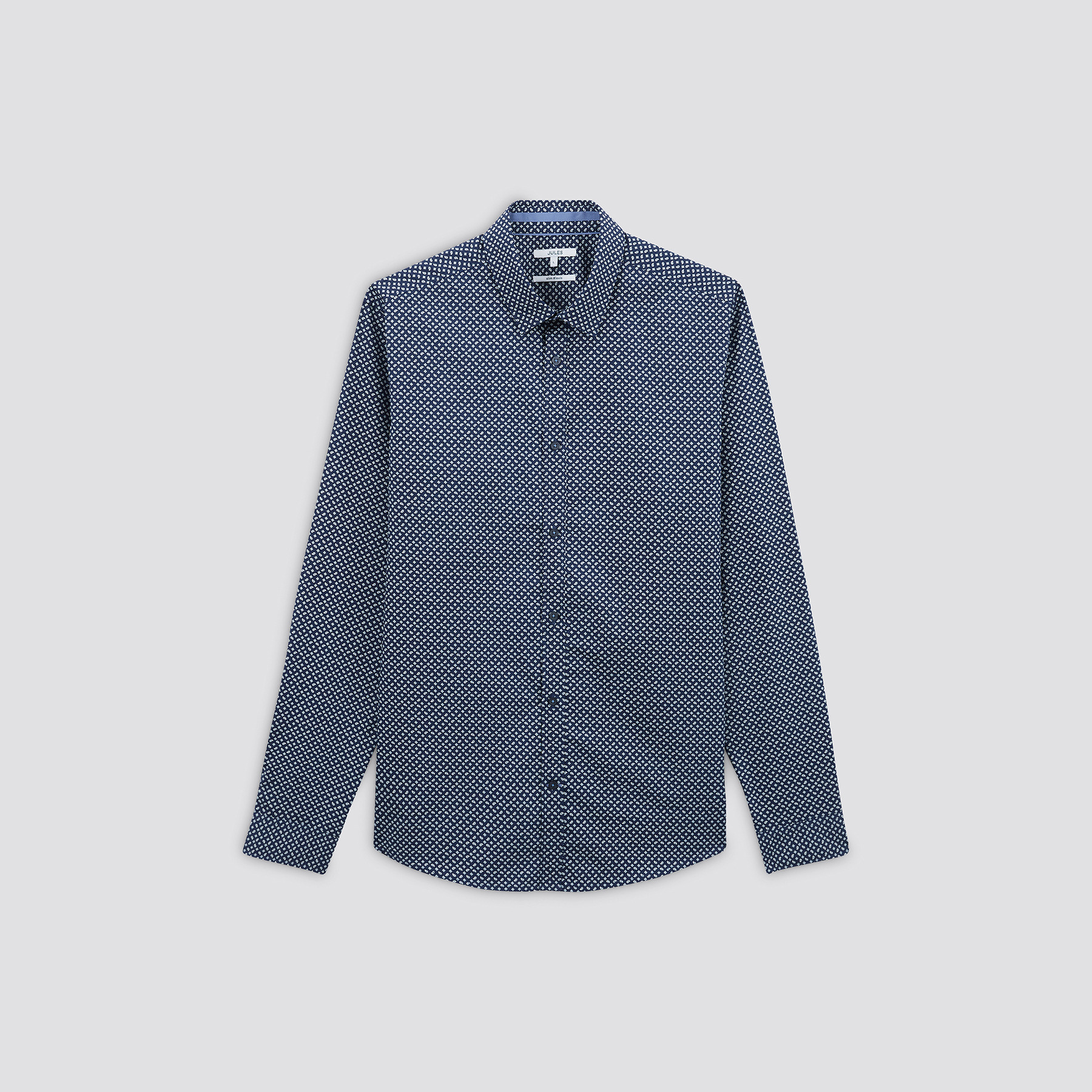 Chemise slim imprimé coton repassage facile Bleu clair L 100% Coton Homme Brice
