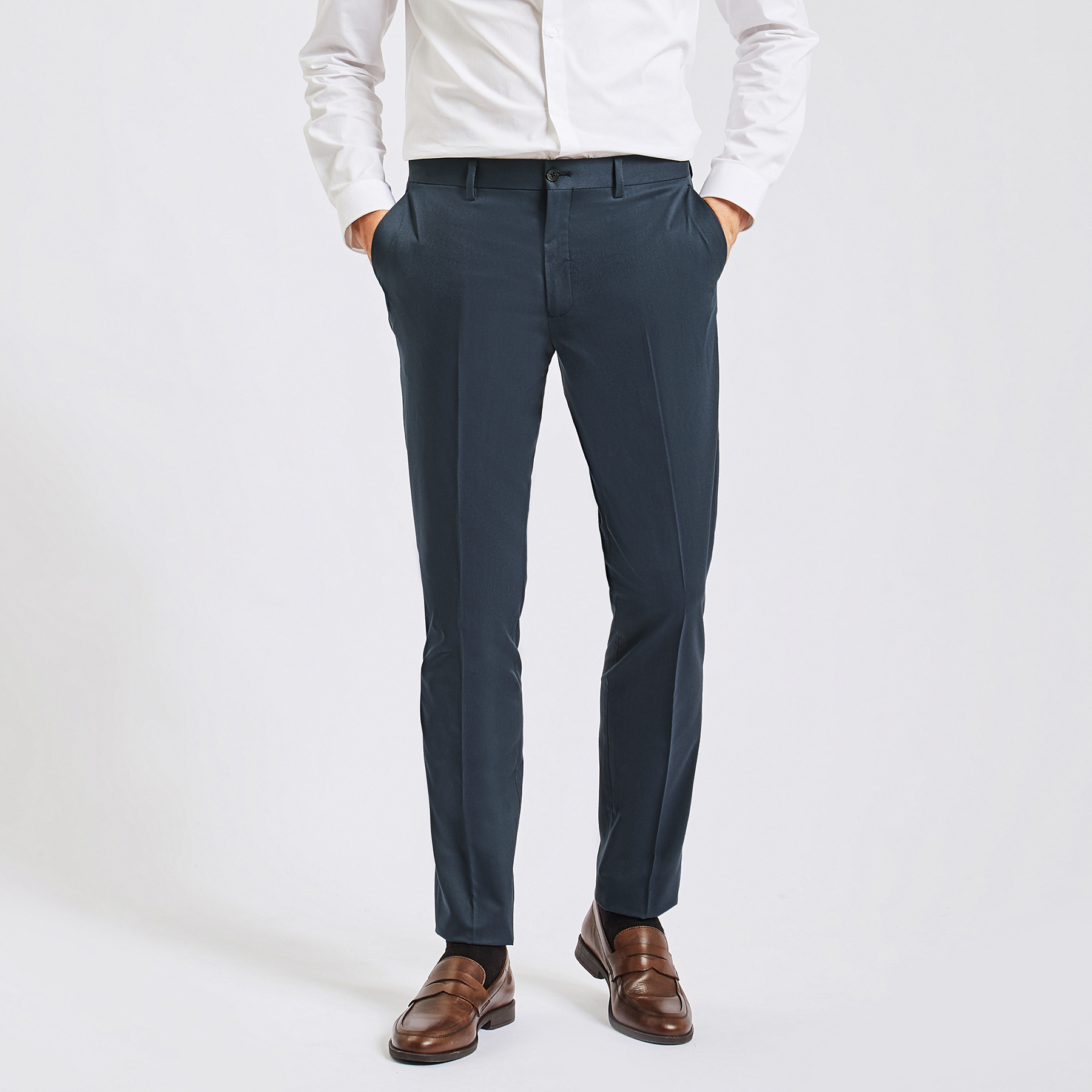Pantalon de costume slim Bleu 36 83% Polyester, 16% Viscose, 1% Elasthanne Homme