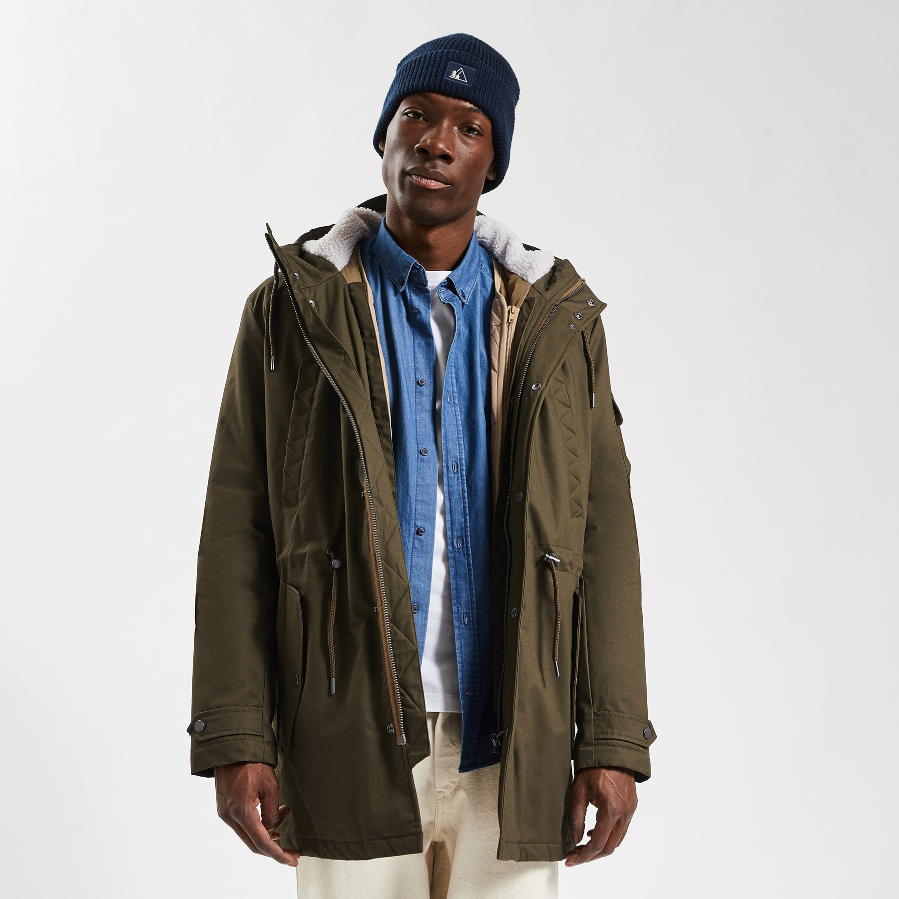 Parka 3 en 1 en coton Vert kaki S Polyester Homme Jules