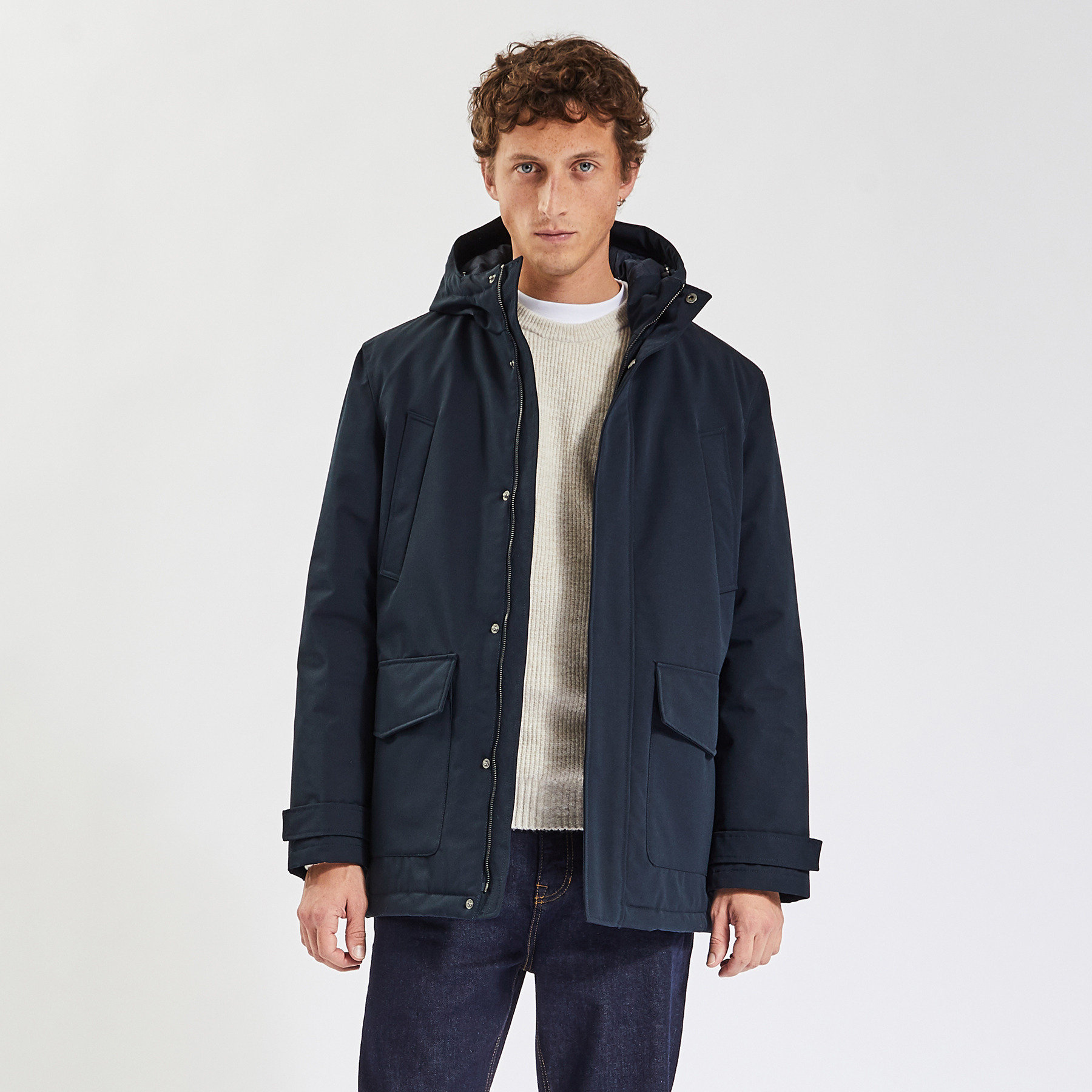 Parka courte à capuche Bleu S  Homme