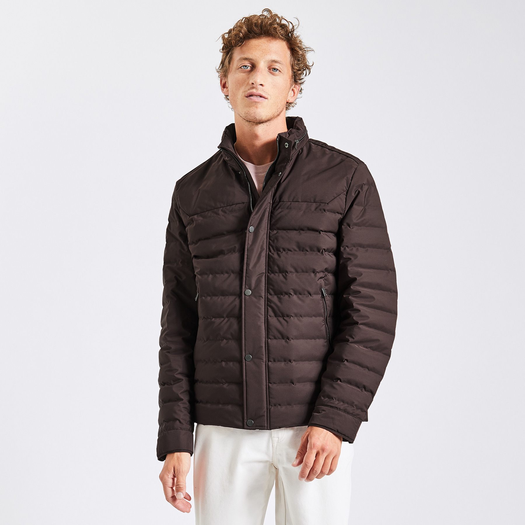 Doudoune déperlante col montant Marron S  Homme Brice