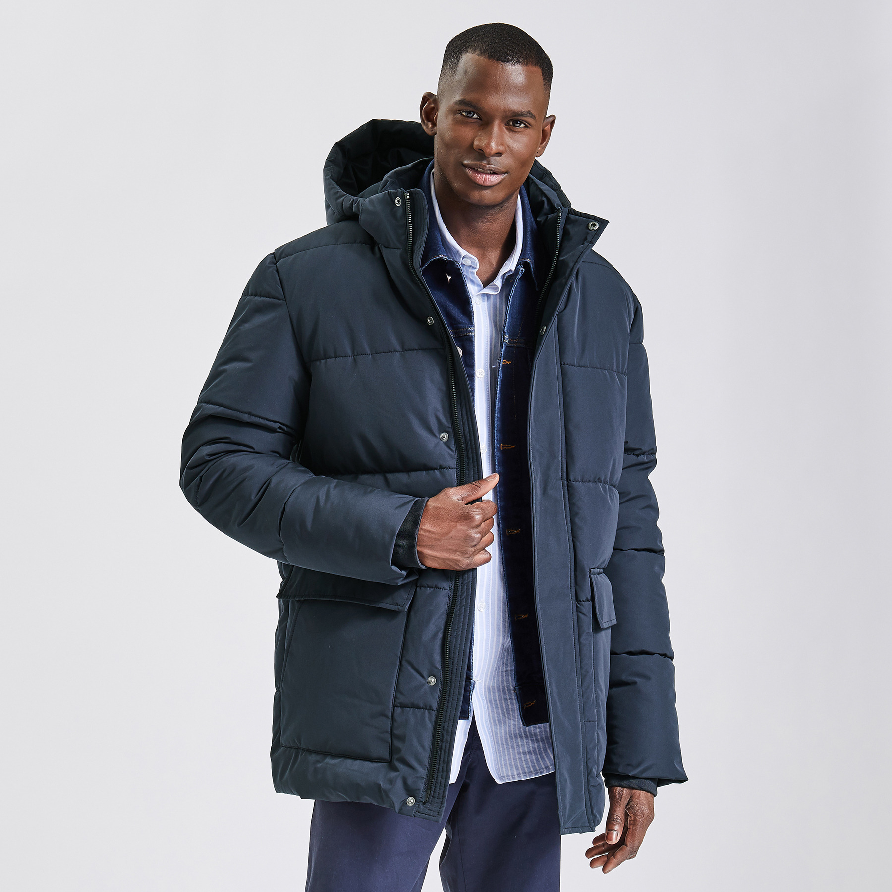 Doudoune col montant Bleu XS 100% Polyester, 100% Polyester, 100% Polyester Homme