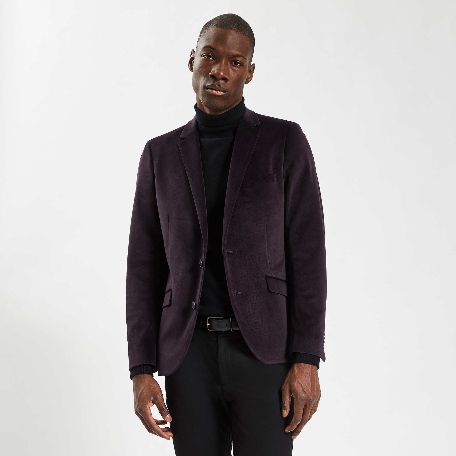 Veste slim en velours Bordeaux 48 100% Polyester, 100% Polyester Homme