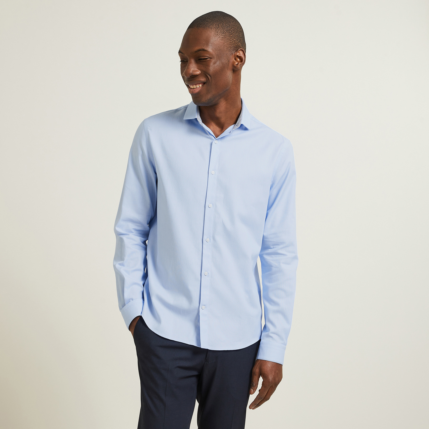 Chemise regular unie coton biologique Bleu S 100% Coton Homme