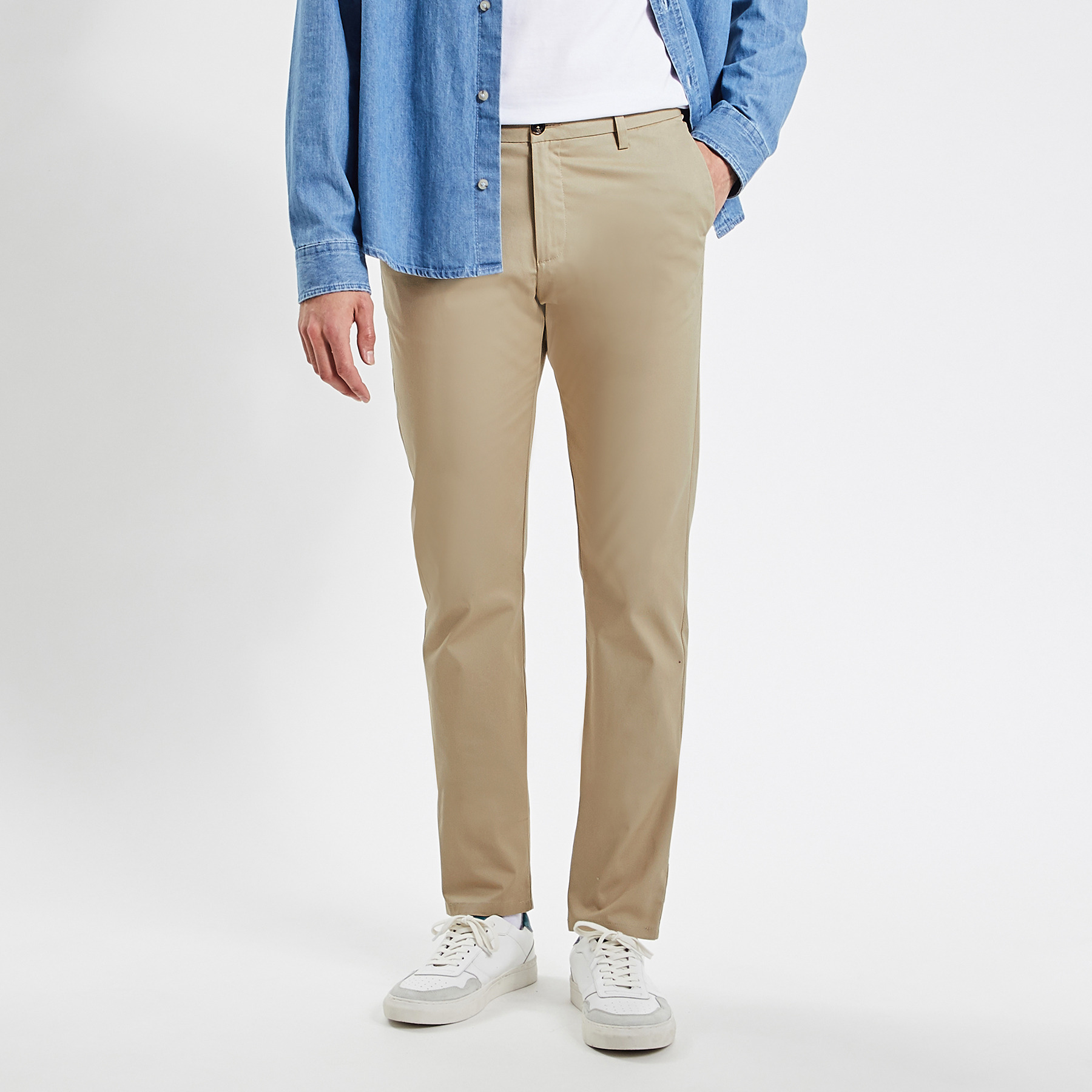 Pantalon chino slim urbain léger Beige 36 98% Coton, 2% Elasthanne Homme