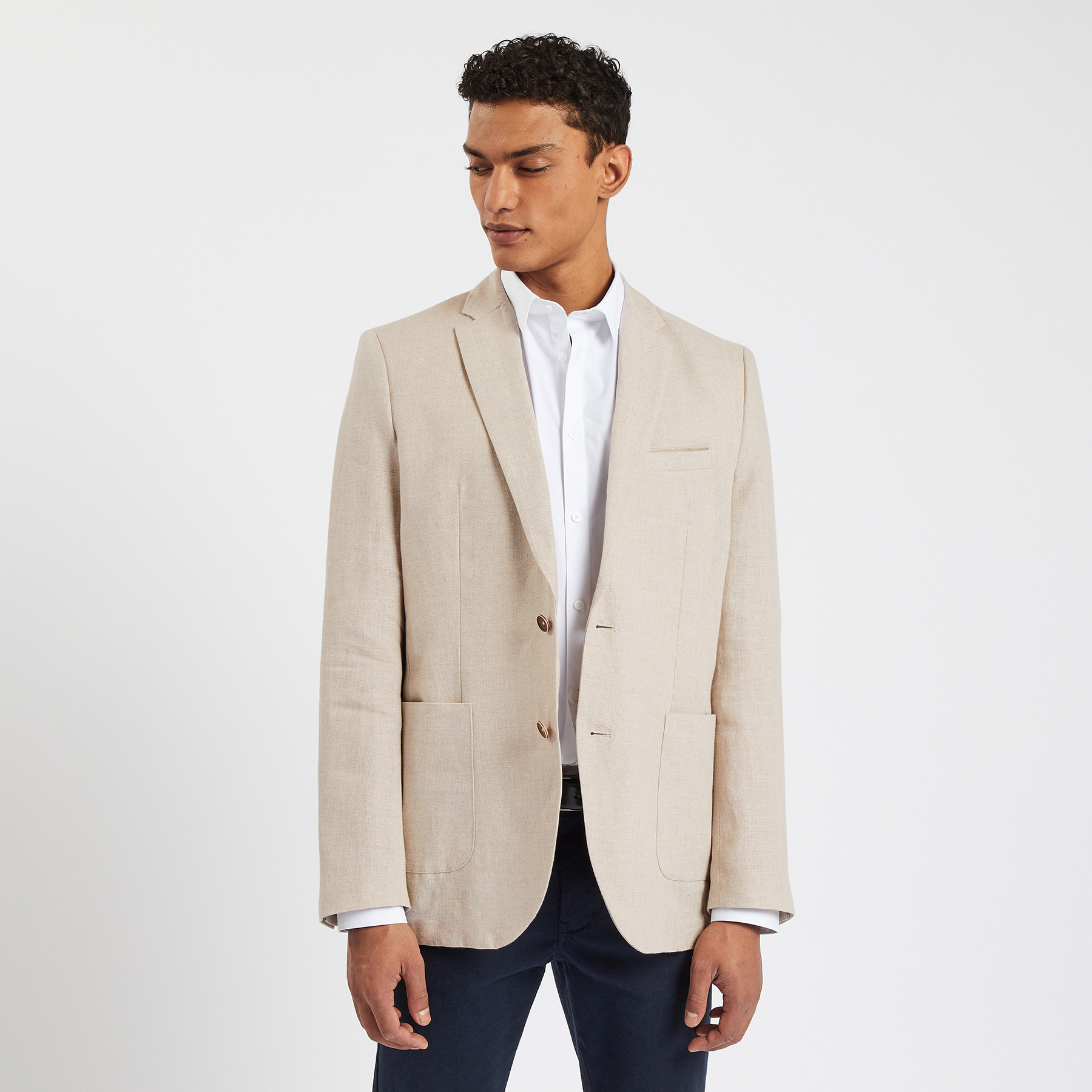 Veste en lin Ecru 54 100% Polyester, 100% Lin Homme