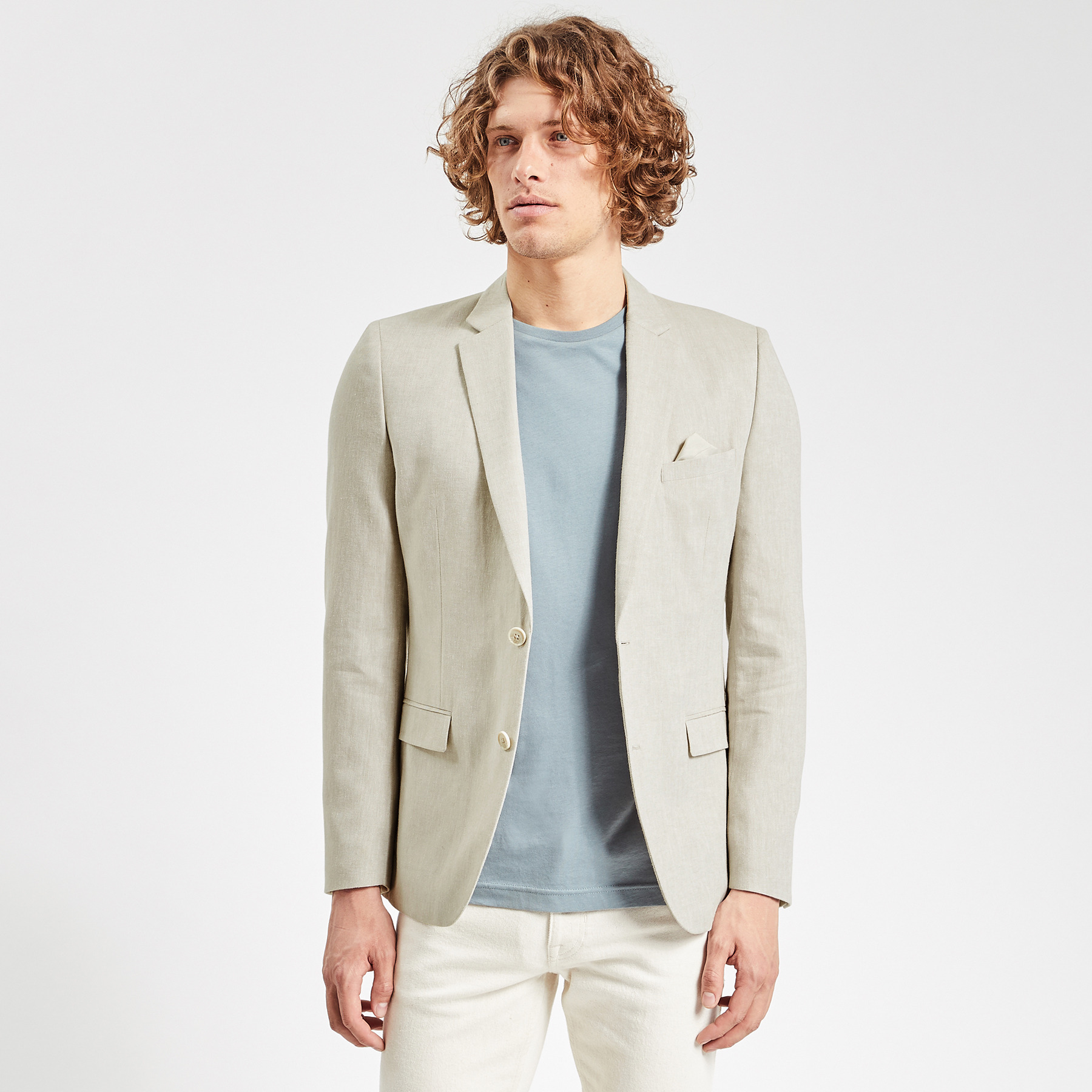 Veste slim à chevrons Beige 48 100% Polyester, 51% Lin, 49% Polyester Homme Brice