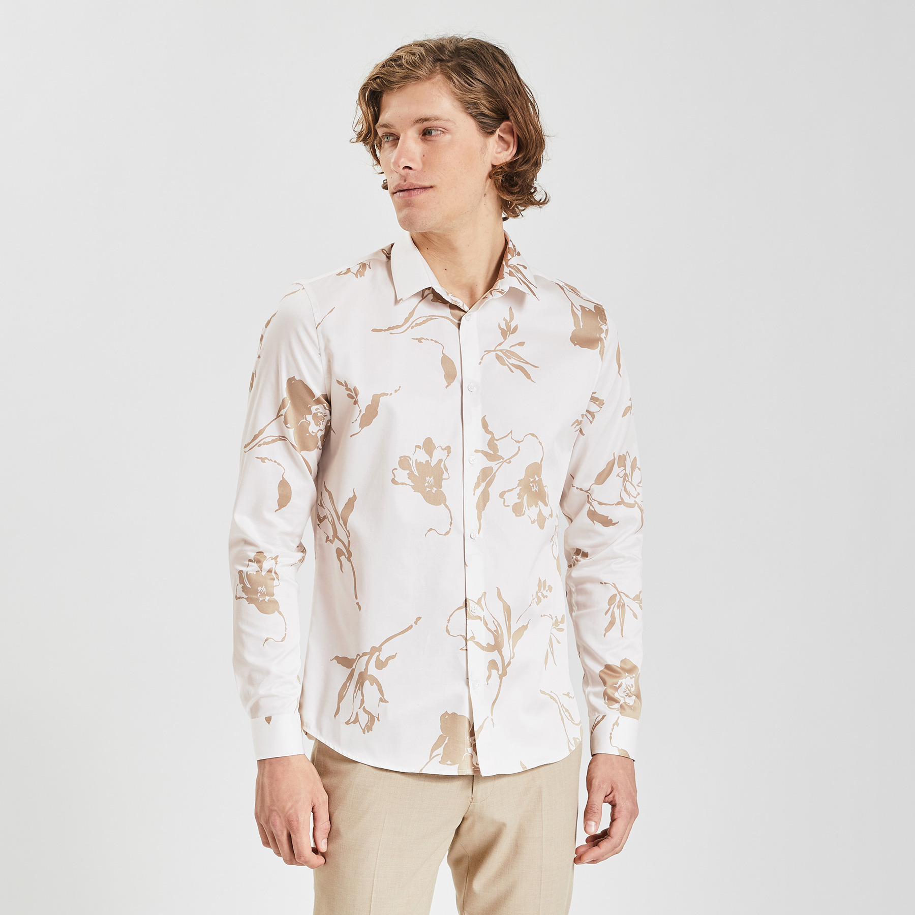Chemise regular imprimé fleur coton Blanc S 100% Coton Homme