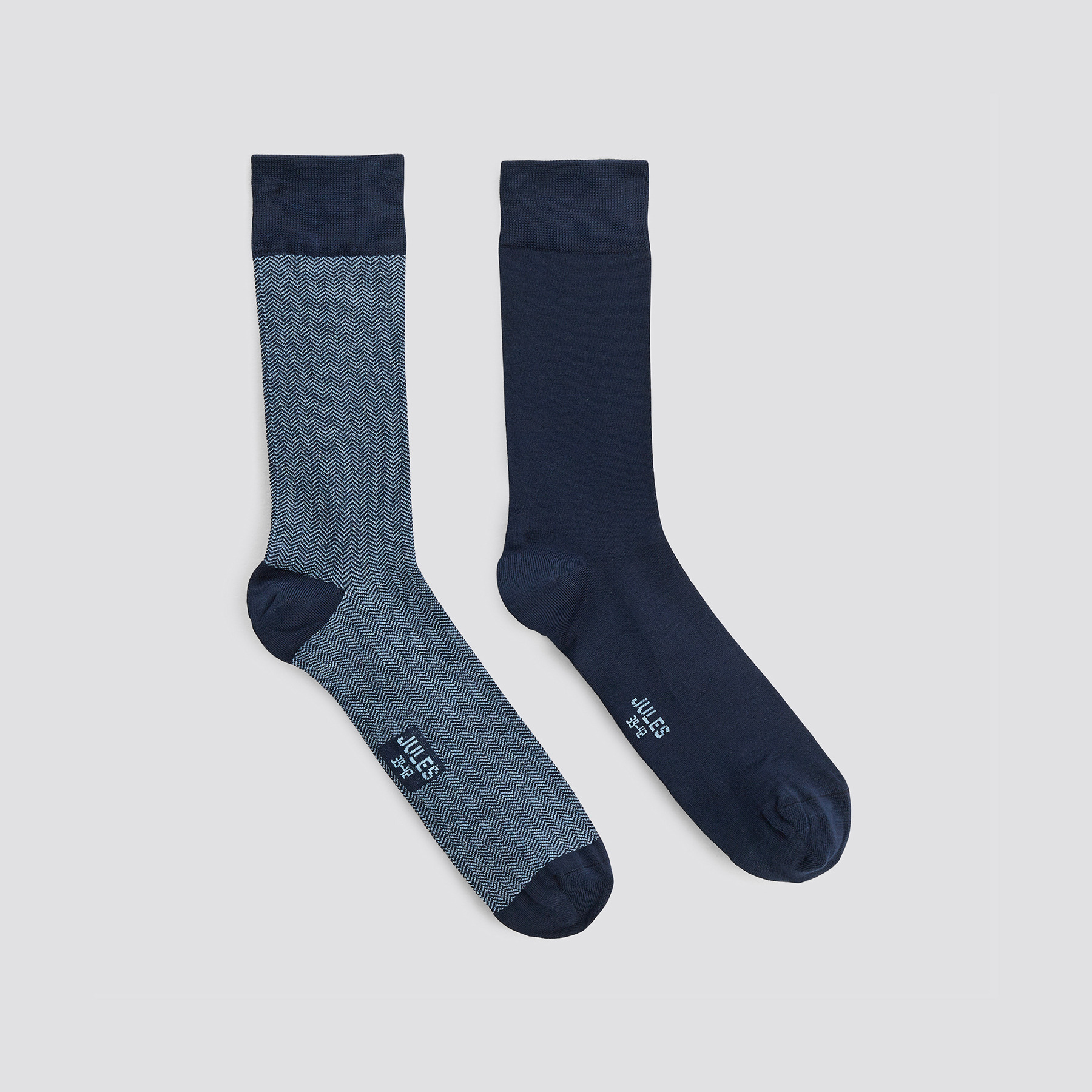 Lot de 2 paires de chaussettes Bleu 39/42 74% Viscose, 24% Polyamide, 2% Elasthanne Homme