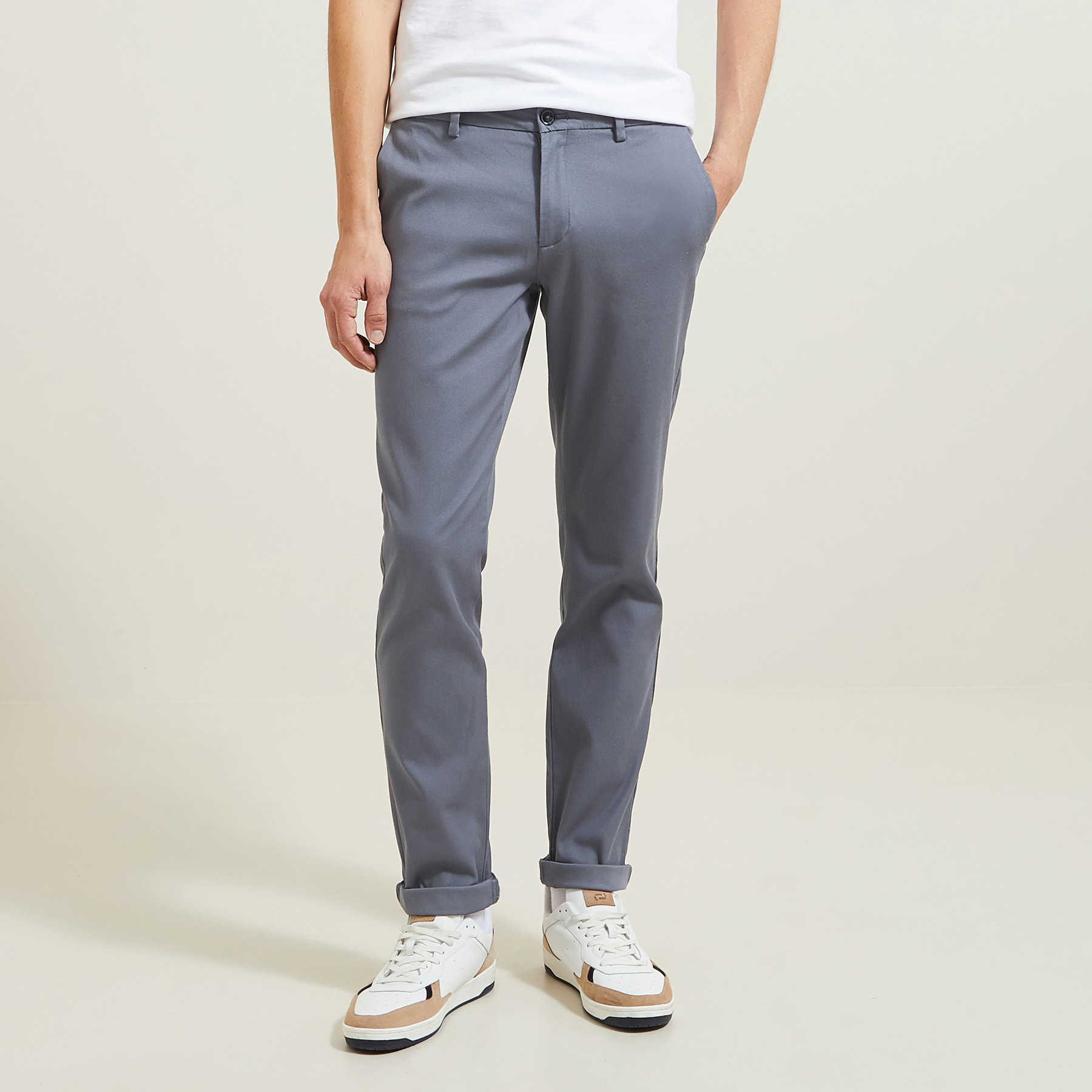 Pantalon chino slim urbain "le parfait by JULES" Bleu 40 98% Coton, 2% Elasthanne Homme