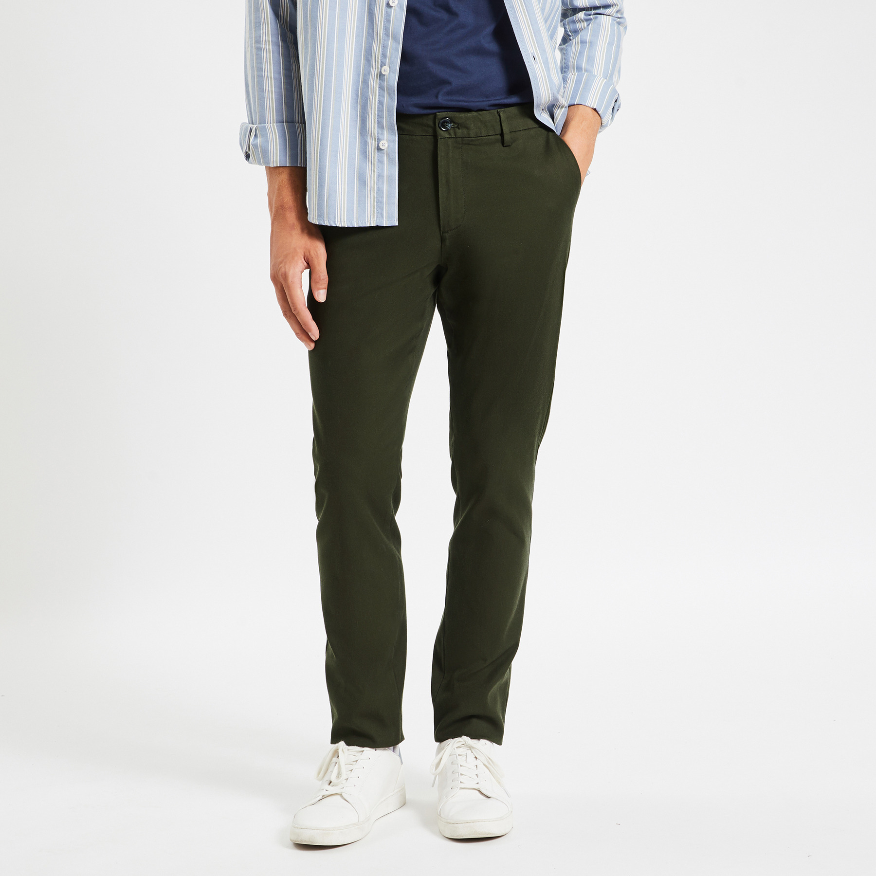 Pantalon chino slim urbain "le parfait by JULES" Vert kaki 36 98% Coton, 2% Elasthanne Homme Brice