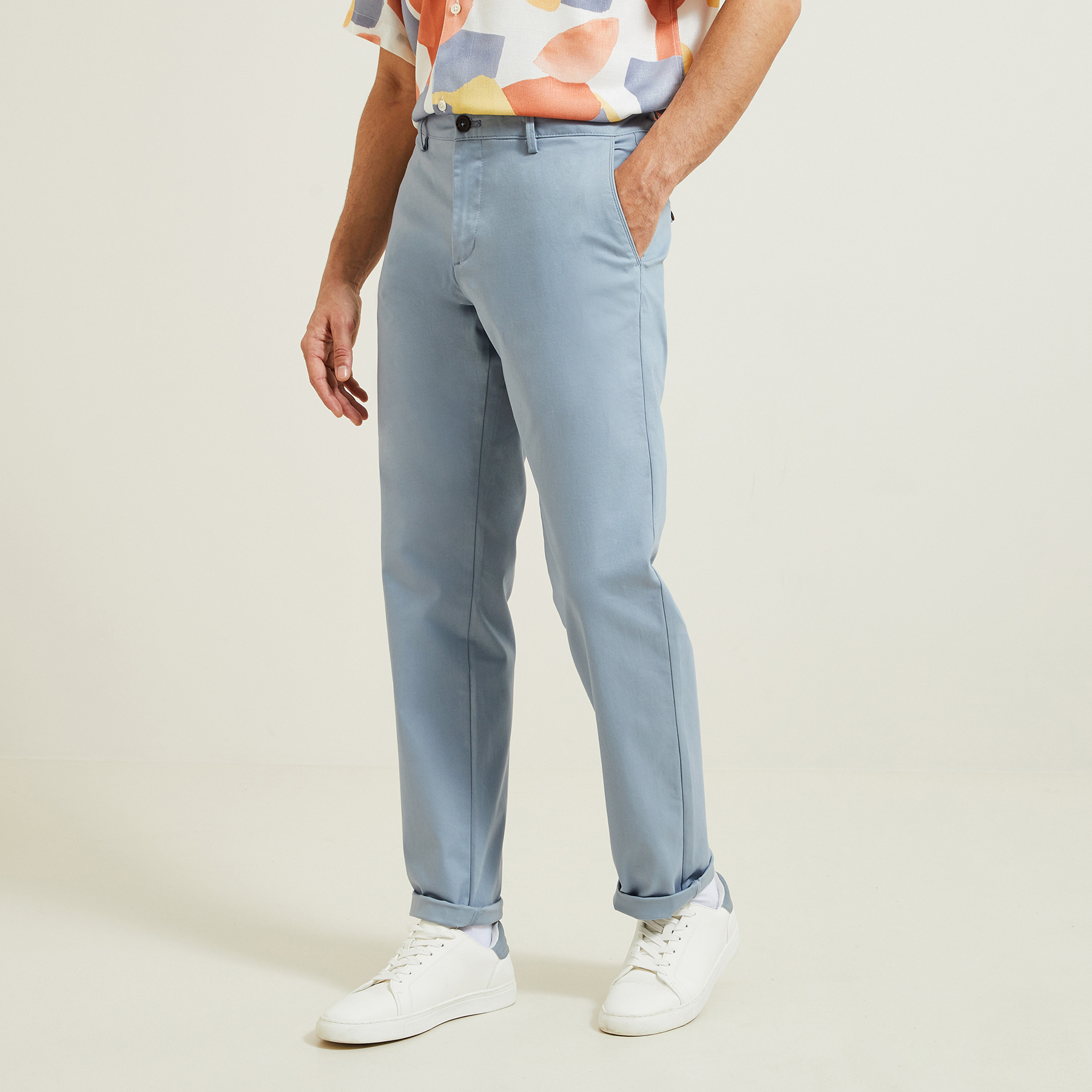 Pantalon chino regular "le parfait by JULES" Bleu 36 98% Coton, 2% Elasthanne Homme