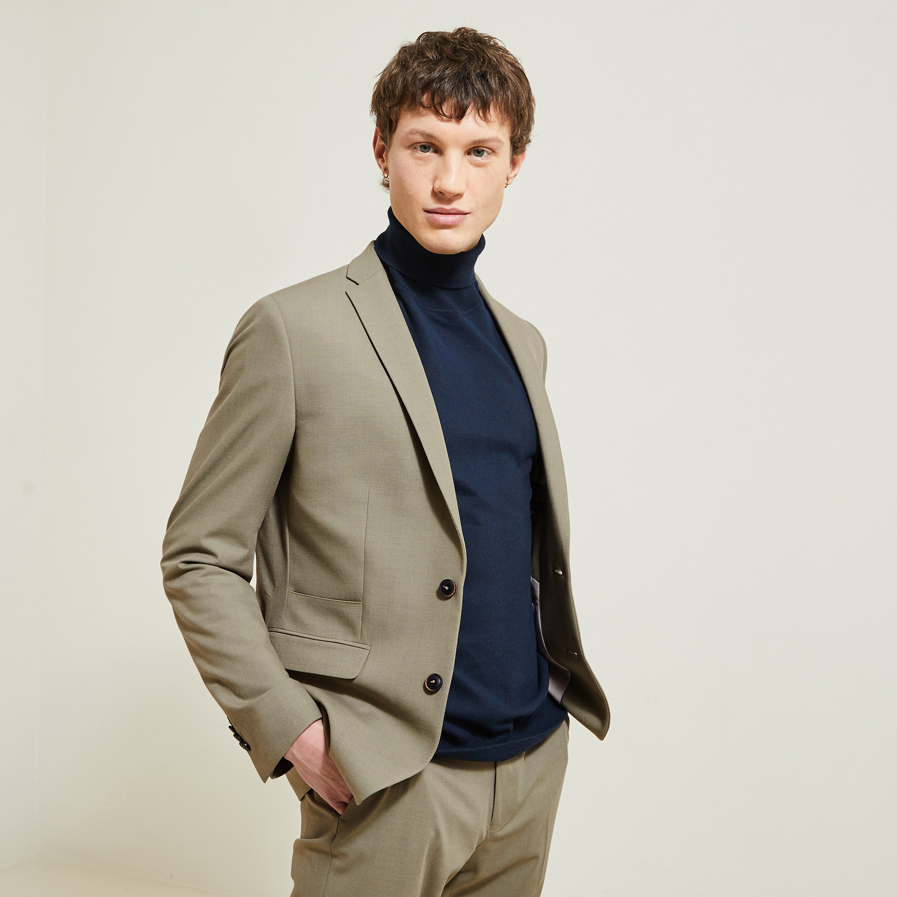Veste de costume extra-slim bistretch Vert/Kaki 46  Homme