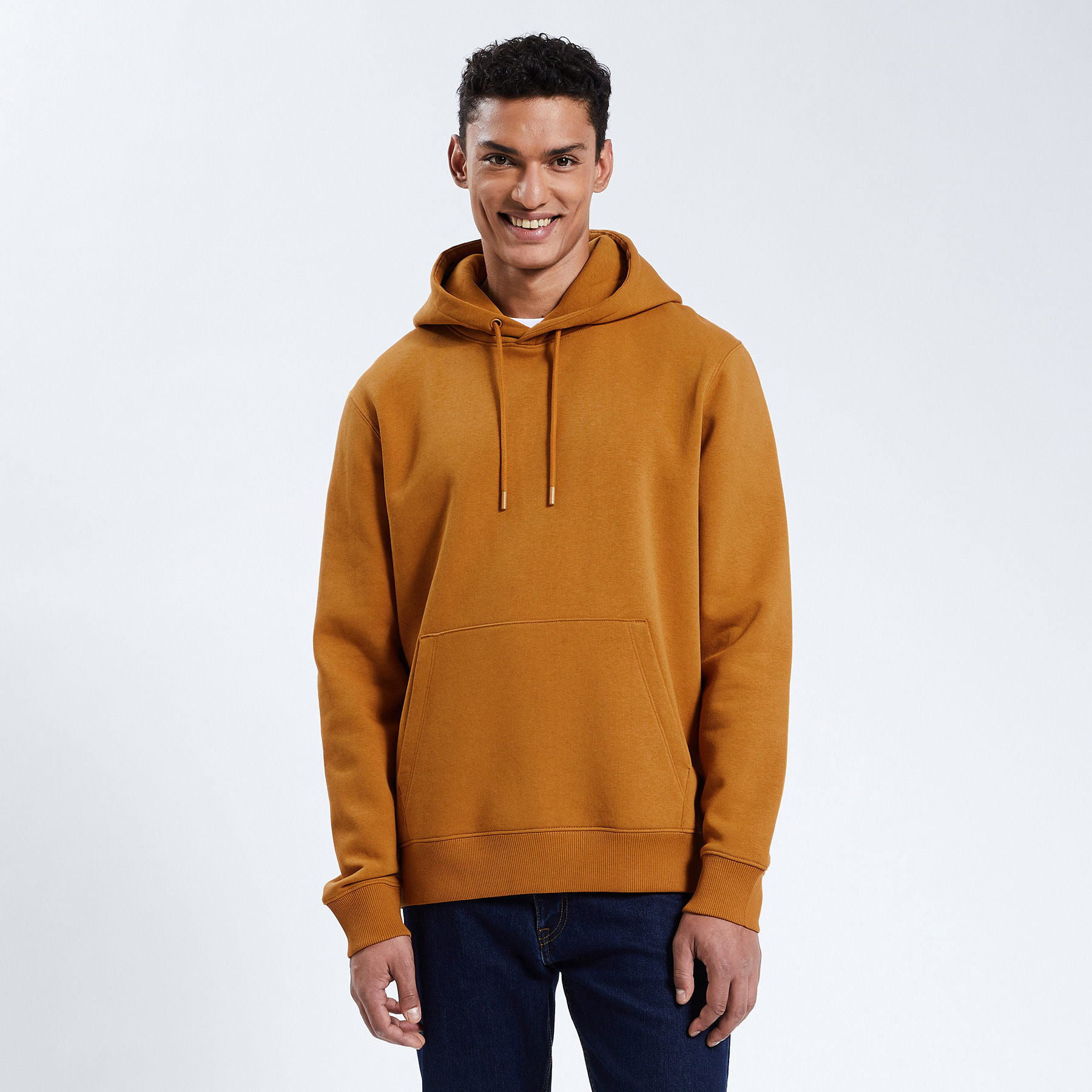 Sweat à capuche uni Jaune foncé M 70% Coton, 30% Polyester Homme Jules