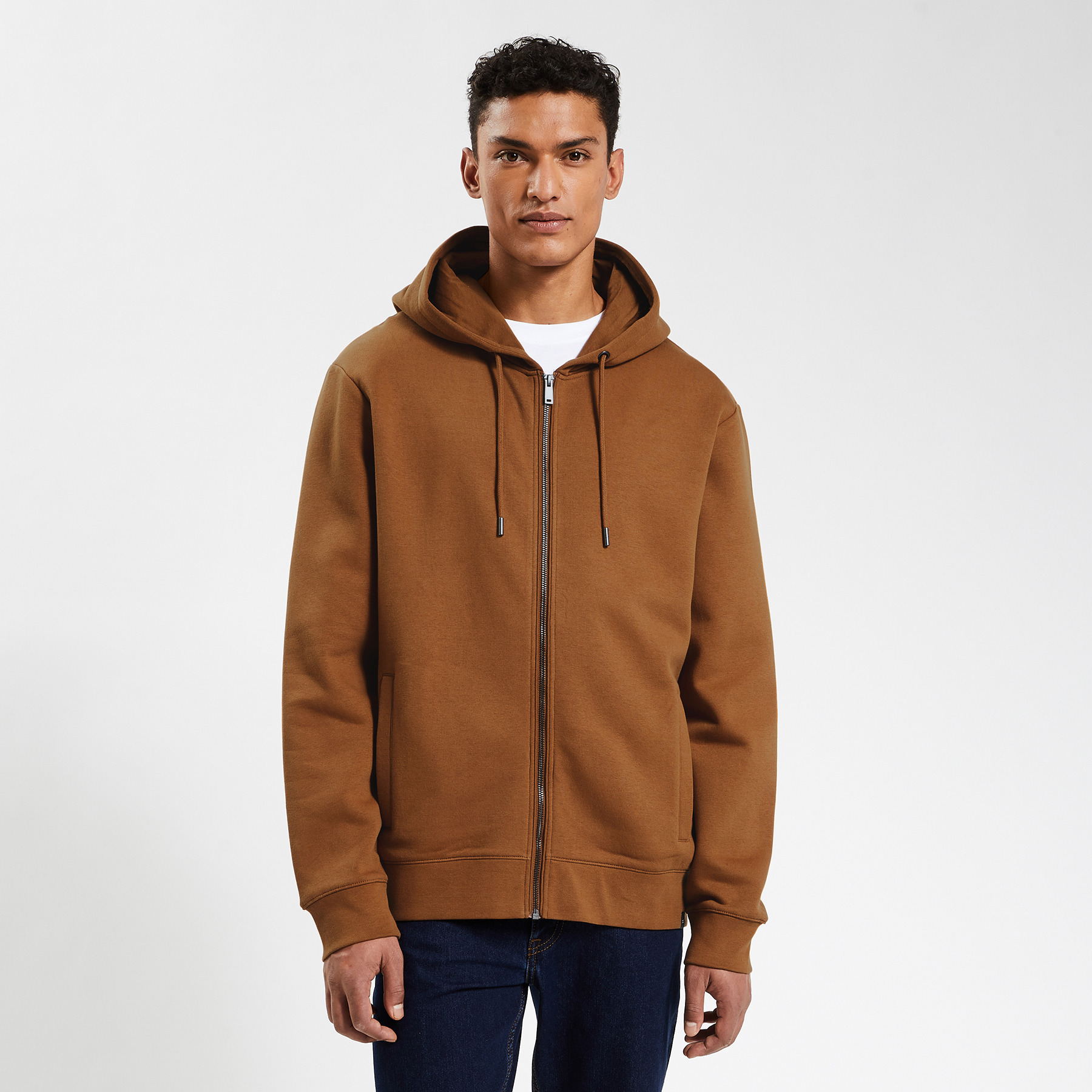 Sweat à capuche zippé Camel M 71% Coton, 29% Polyester Homme Jules