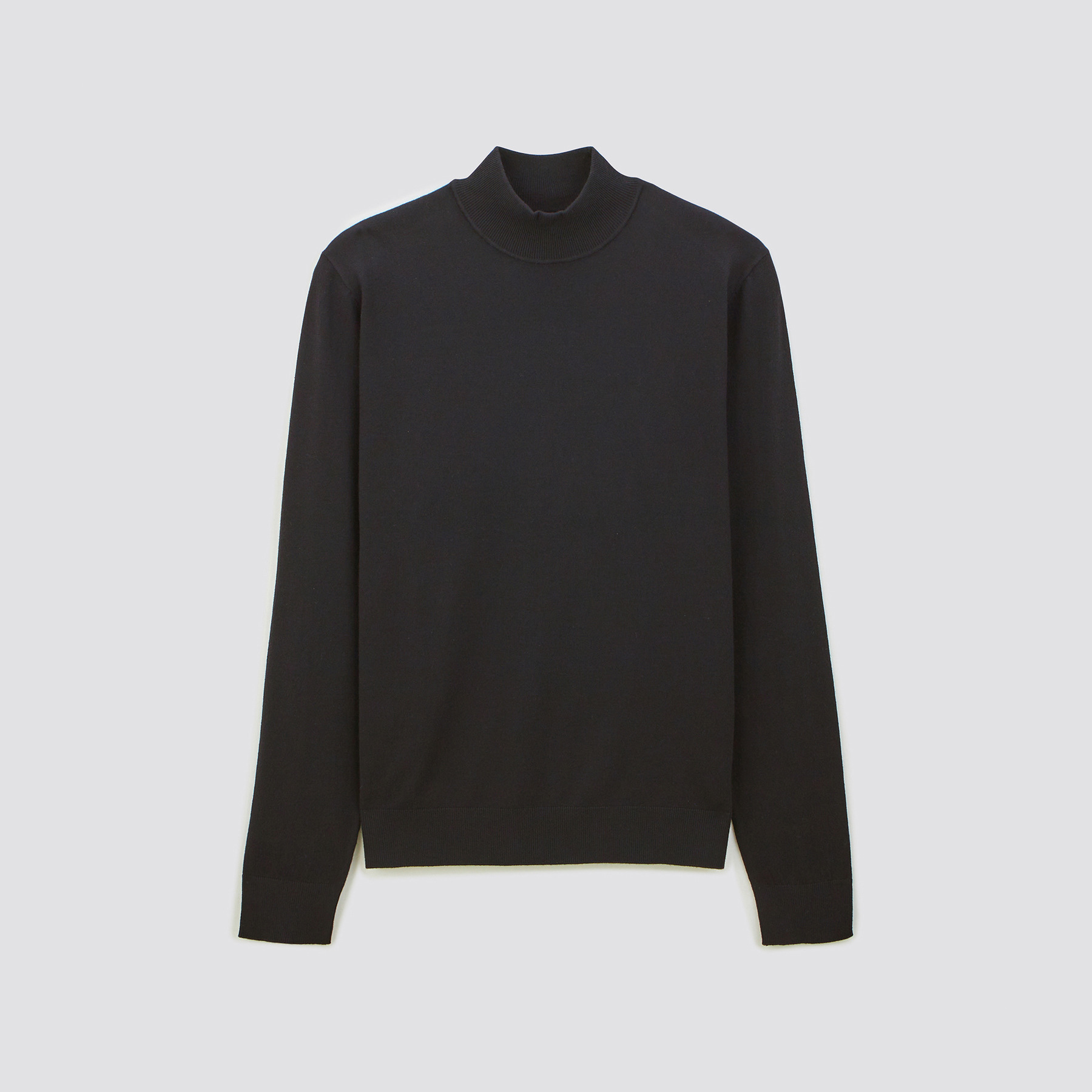 Pull à col cheminée uni Noir XS 60% Polyester, 40% Coton Homme
