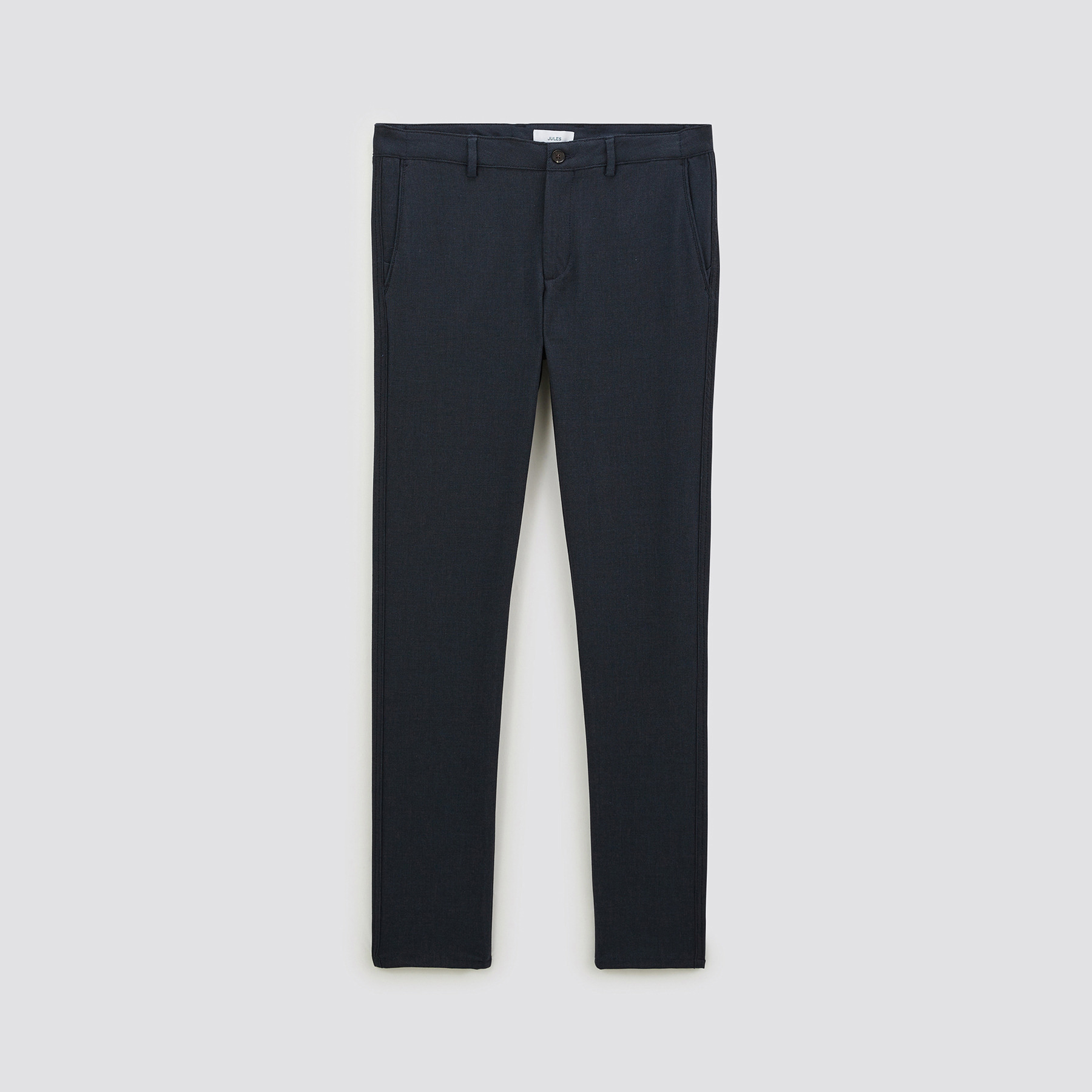 Pantalon chino slim elastiqué reliefé Bleu 36 62% Polyester, 34% Viscose, 4% Elasthanne Homme