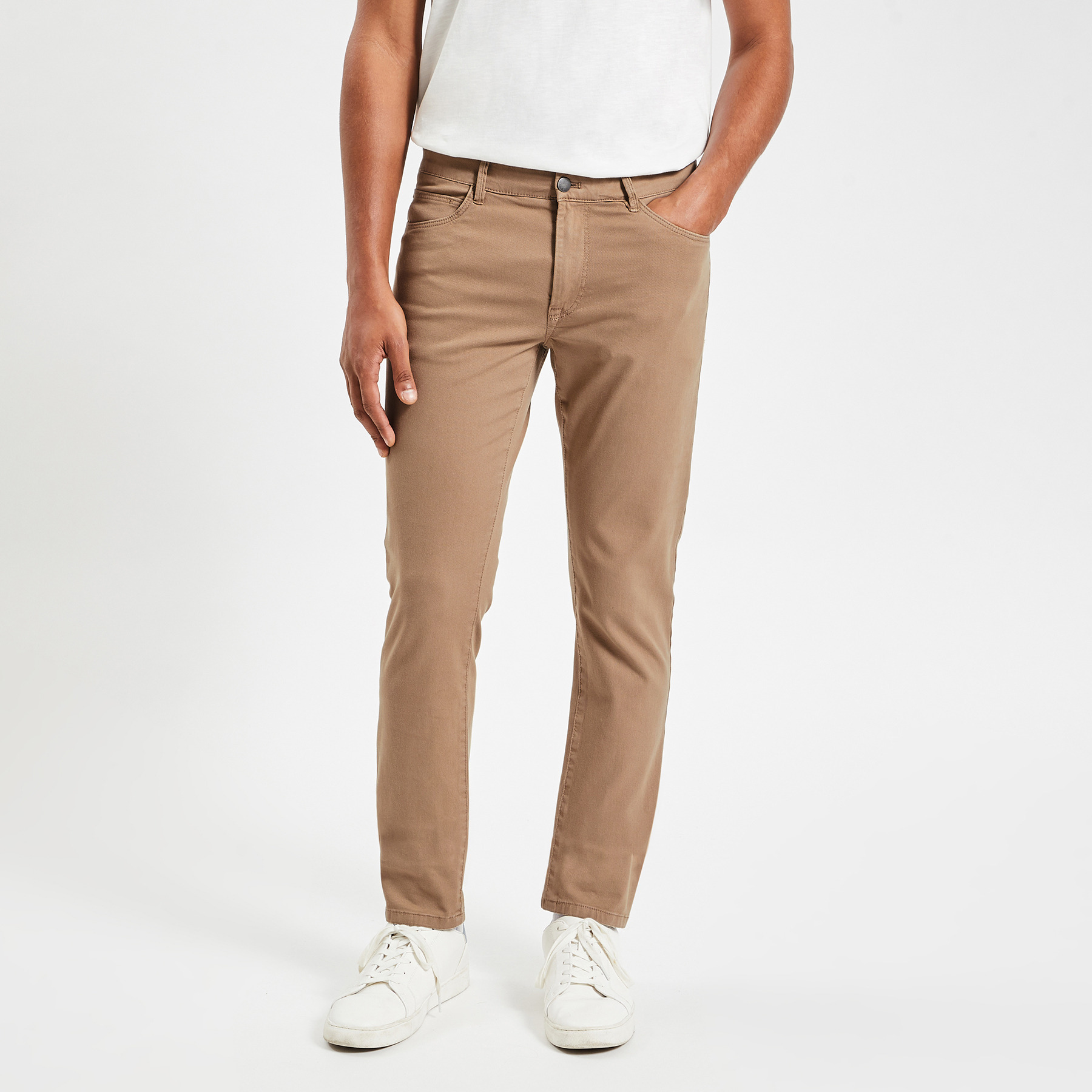 Pantalon 5 poches Beige 34 97% Coton, 3% Elasthanne Homme