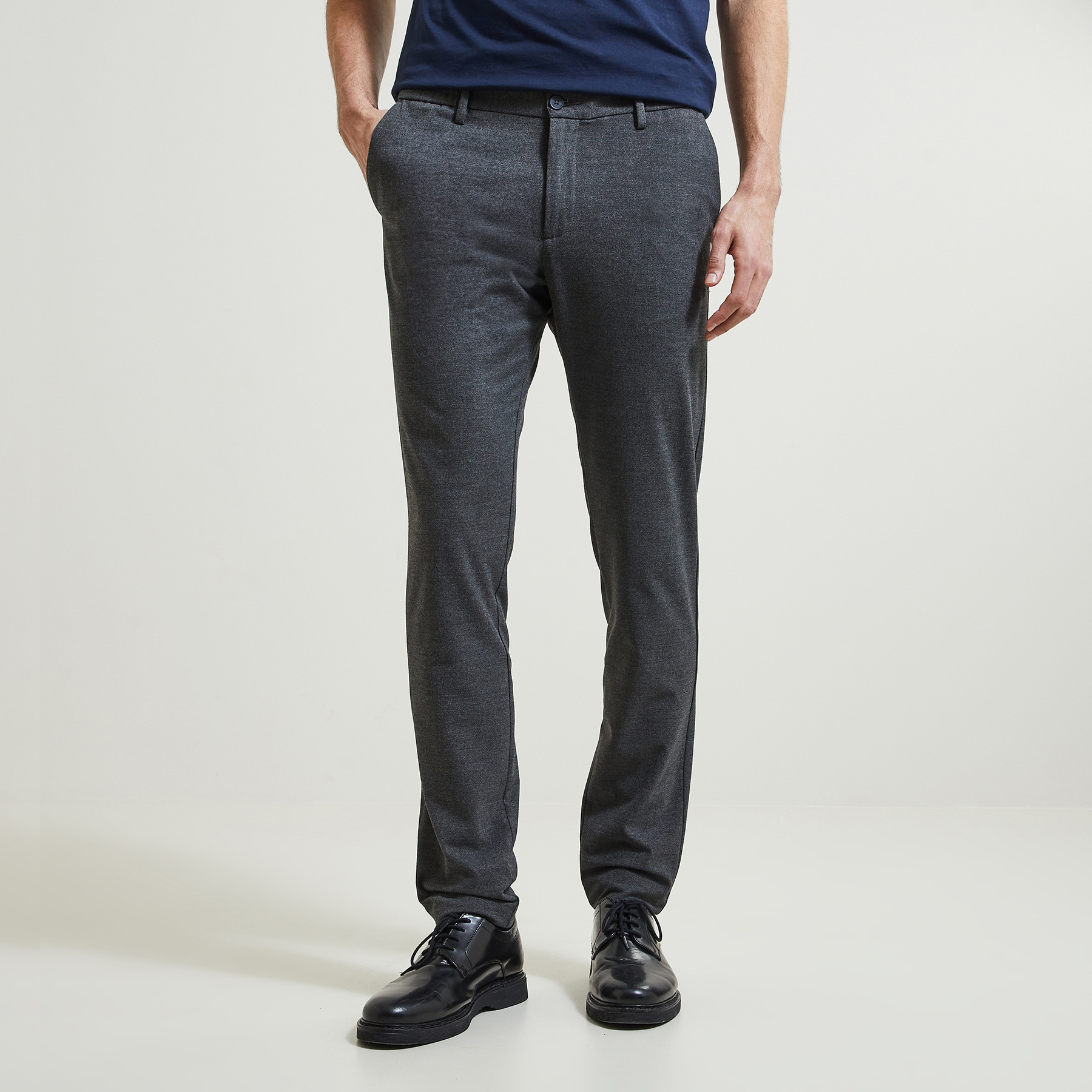 Pantalon slim chino bi stretch taille élastiquée Gris 36 67% Polyester, 29% Viscose, 4% Elasthanne Homme