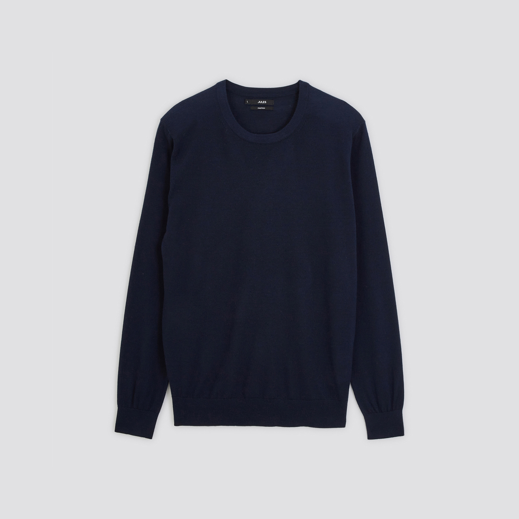 Pull à col rond en laine mérinos Bleu S 100% Laine Homme