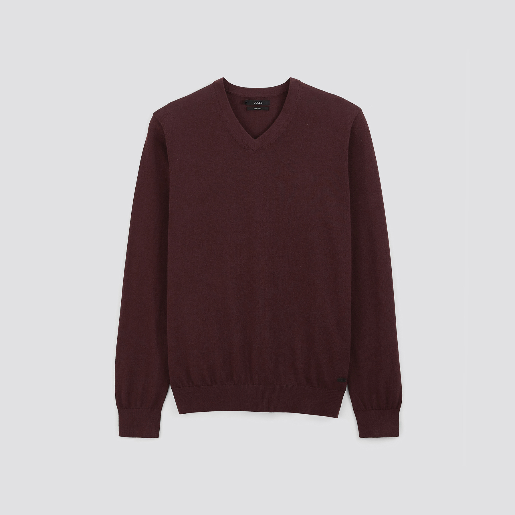 Pull col v laine mérinos Bordeaux S 100% Laine Homme Brice
