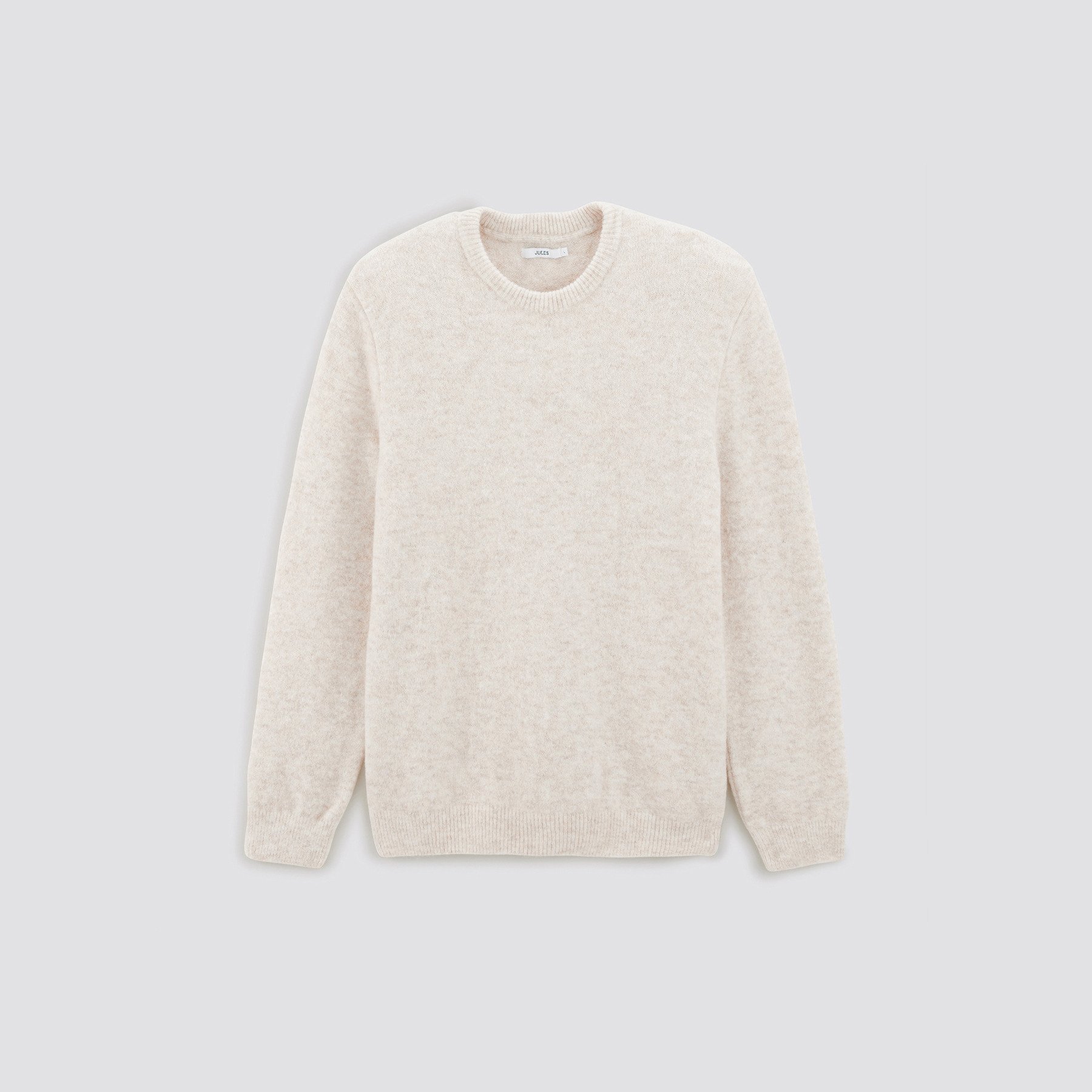 Pull à col rond épais Ecru S  Homme