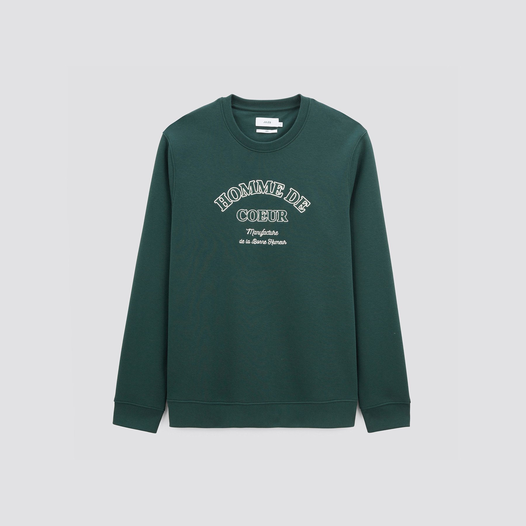 Sweat à col rond brodé Vert/Kaki XS 62% Coton, 38% Polyester Homme