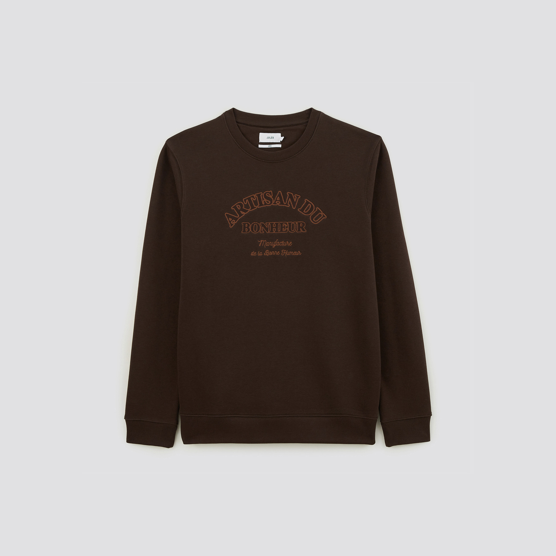 Sweat à col rond brodé Marron XS 62% Coton, 38% Polyester Homme