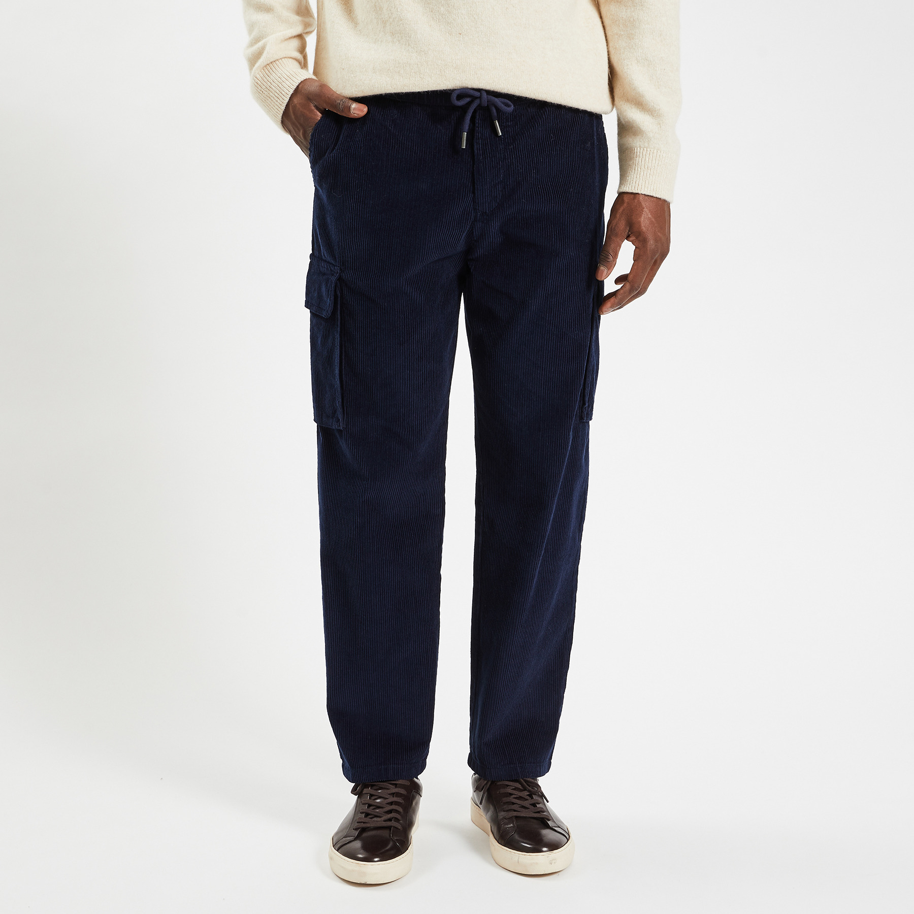 Pantalon cargo en velours coton recyclé Bleu foncé 36 100% Coton Homme Jules