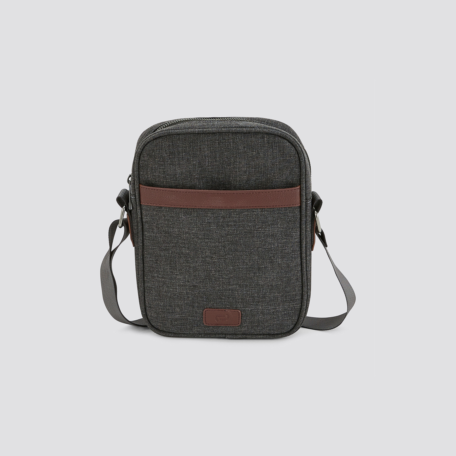 Sacoche bandoulière Gris moyen T.U. 100% Polyuréthane, 100% Polyester, 100% Polyester Homme Brice