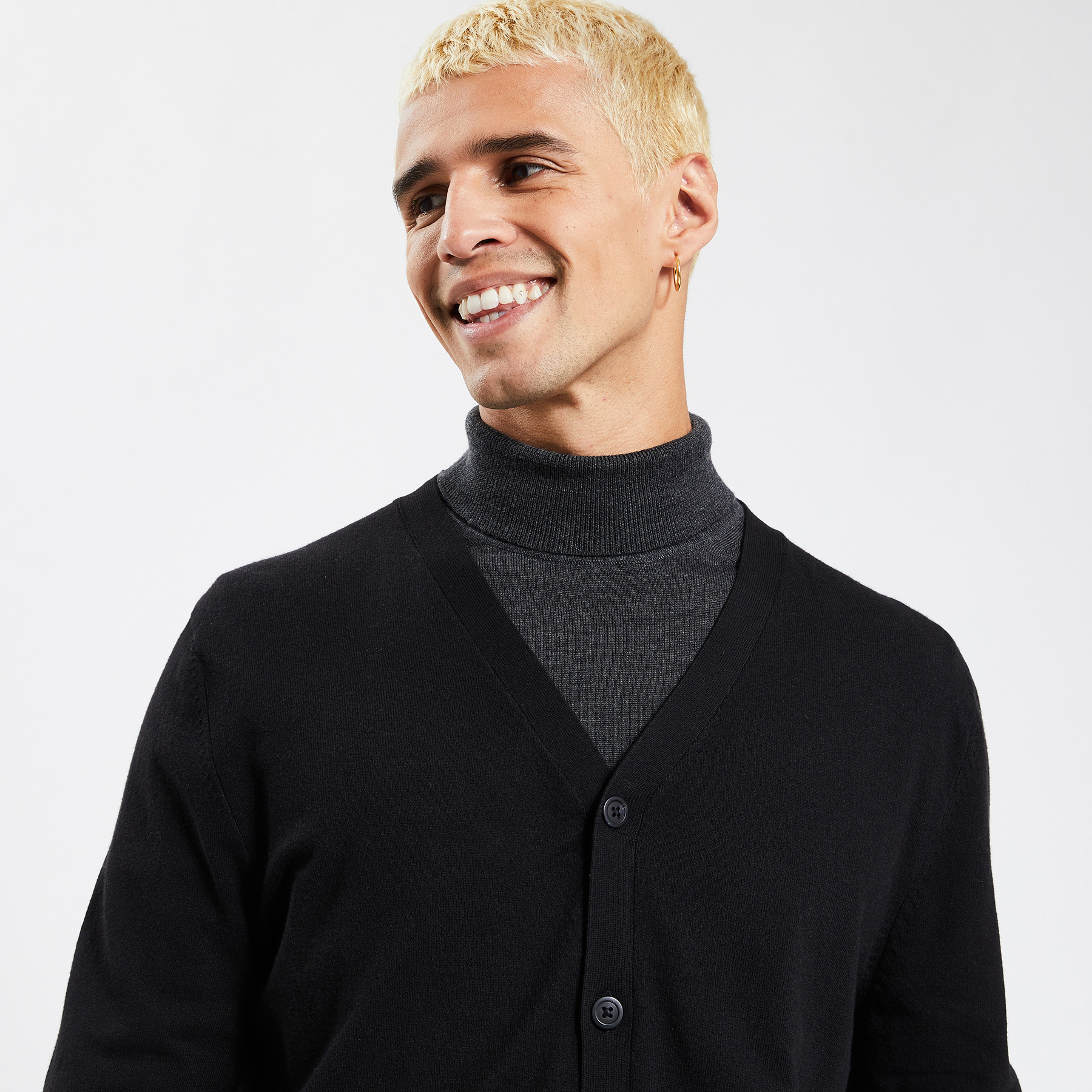 Cardigan boutonné uni Noir S 60% Polyester, 40% Coton Homme Jules