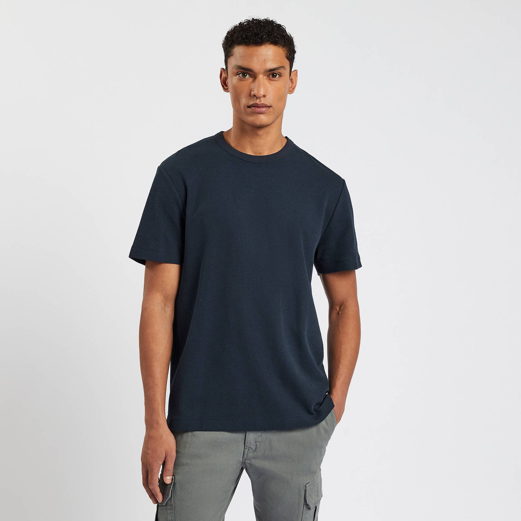 Tee shirt matière fantaisie Bleu foncé XS 100% Coton Homme Jules