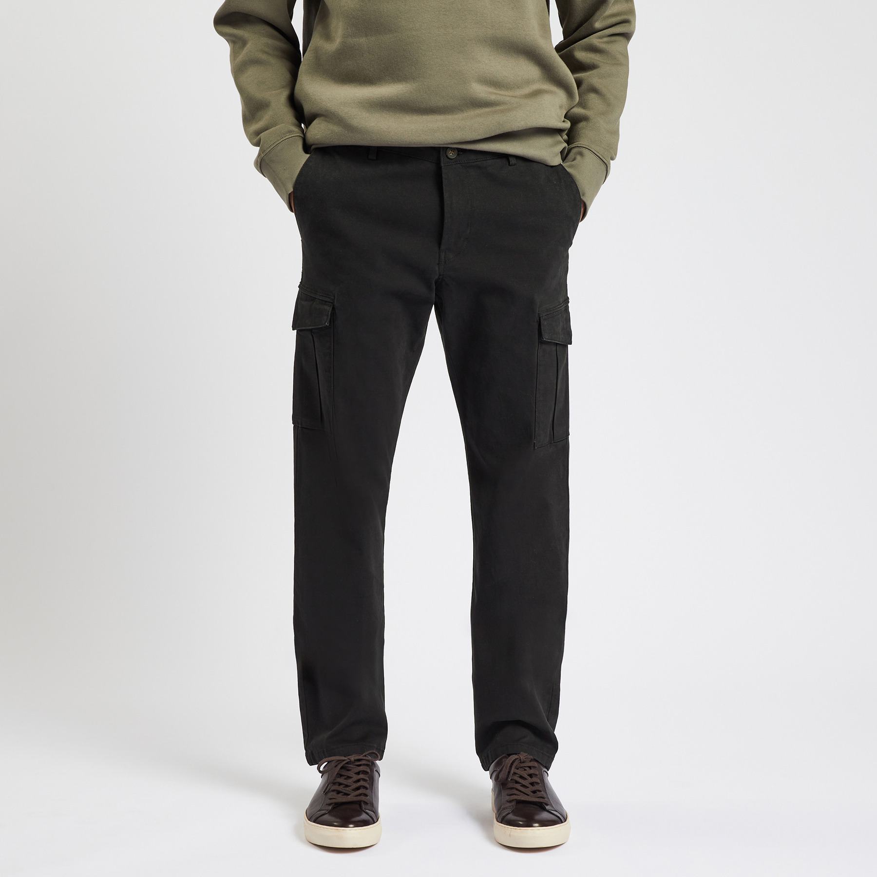Pantalon cargo droit poches côtés Noir 36 97% Coton, 3% Elasthanne Homme Brice