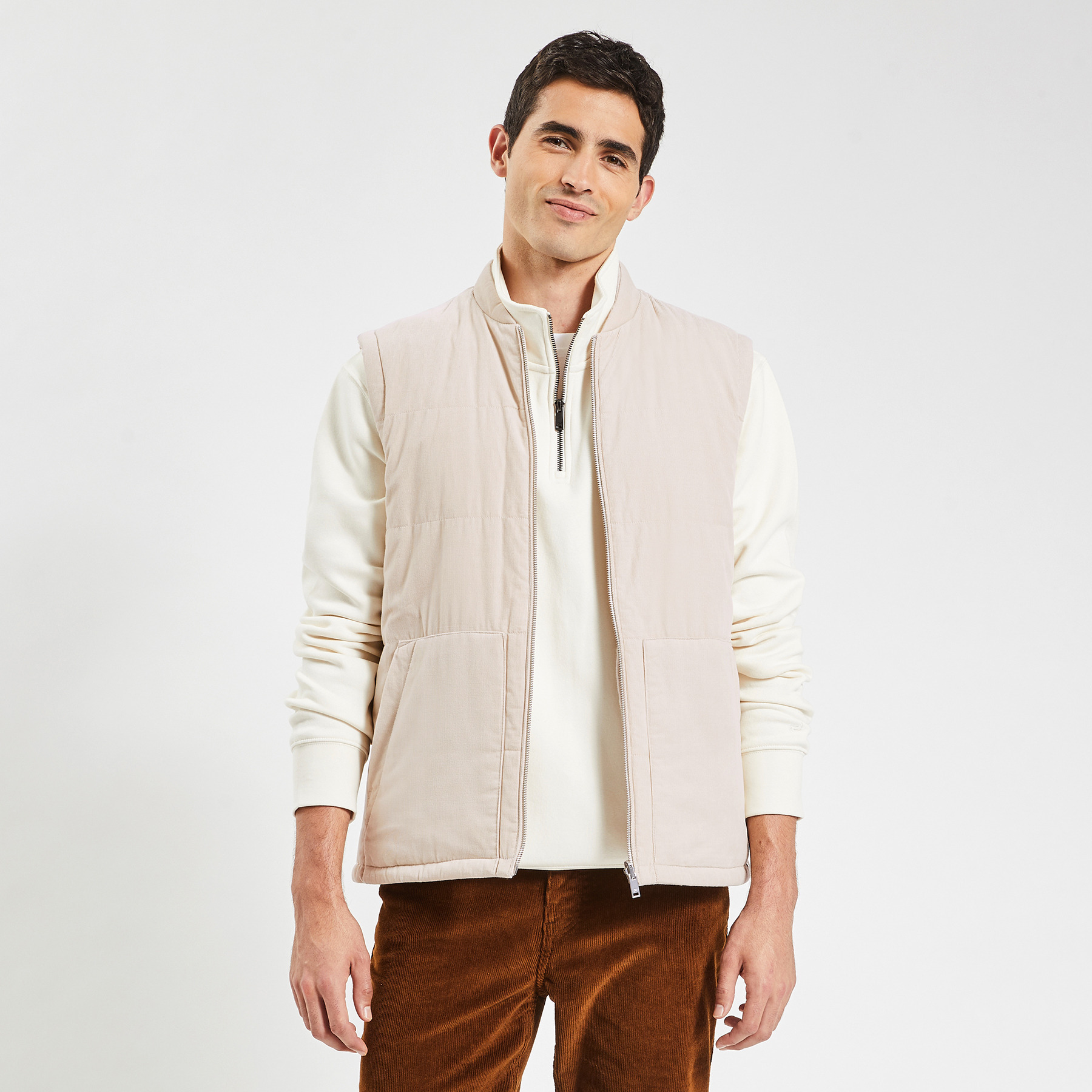 Doudoune en velours réversible Ecru S 100% Polyester, 100% Coton Homme Jules