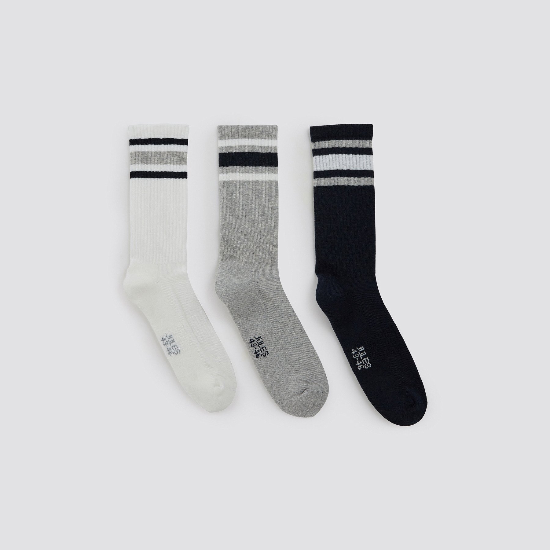 Lot de 3 paires de chaussettes de sport coton issu Blanc 39/42 74% Coton, 23% Polyamide, 3% Elasthanne Homme Jules