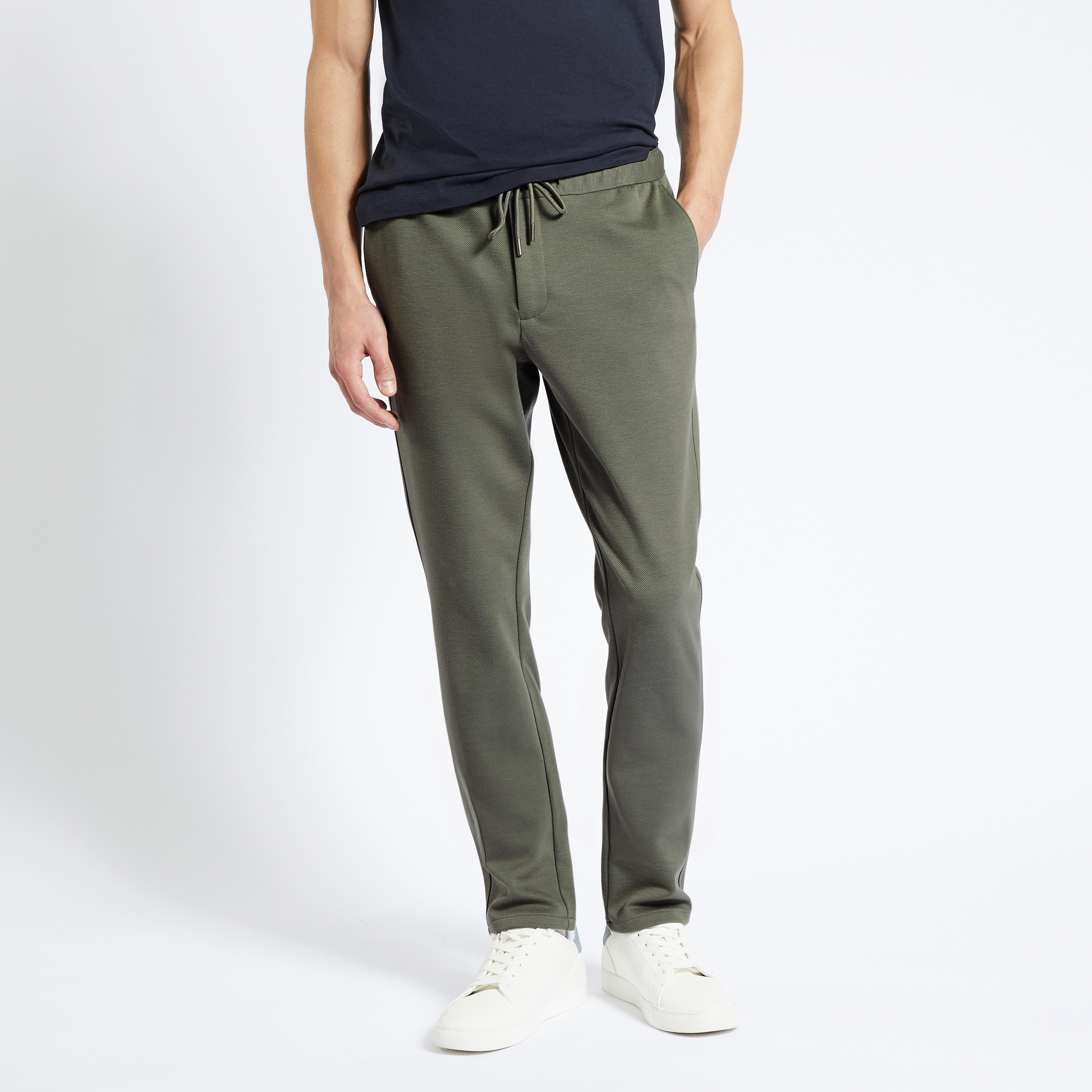 Pantalon de jogging en maille Vert/Kaki 36 76% Polyester, 23% Viscose, 1% Elasthanne Homme