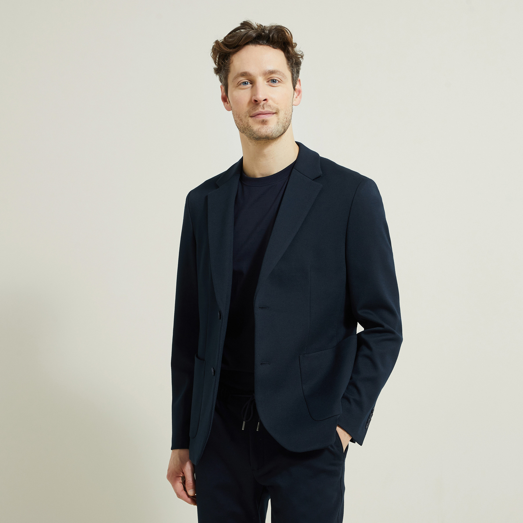 Veste slim en maille Bleu M  Homme