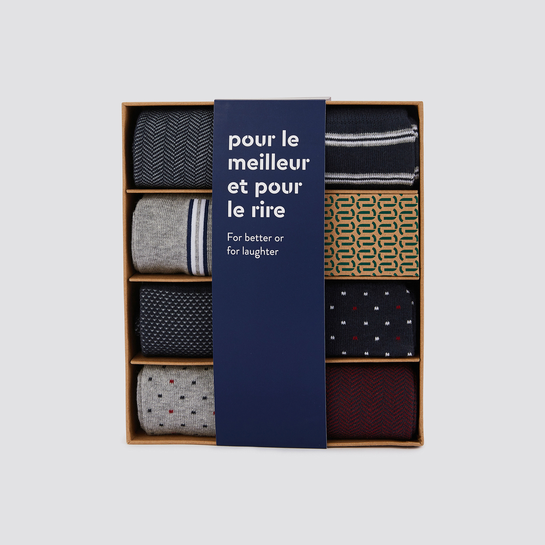 Coffret cadeau de 7 paires de chaussettes fantaisi Bleu moyen 39/42  Homme Brice