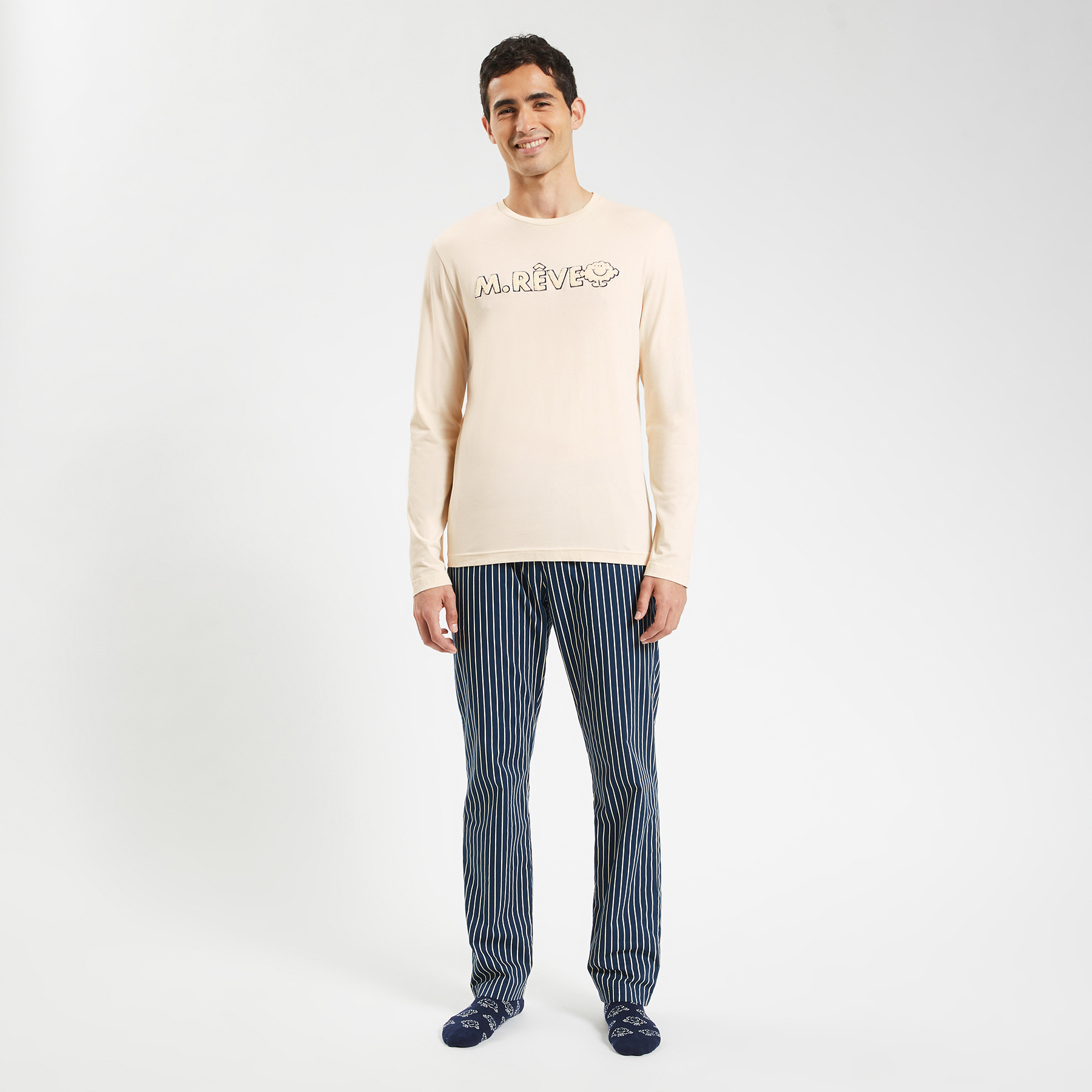 Ensemble de pyjama licence MR MME Bleu moyen S 100% Coton, 95% Coton, 5% Elasthanne Homme Jules