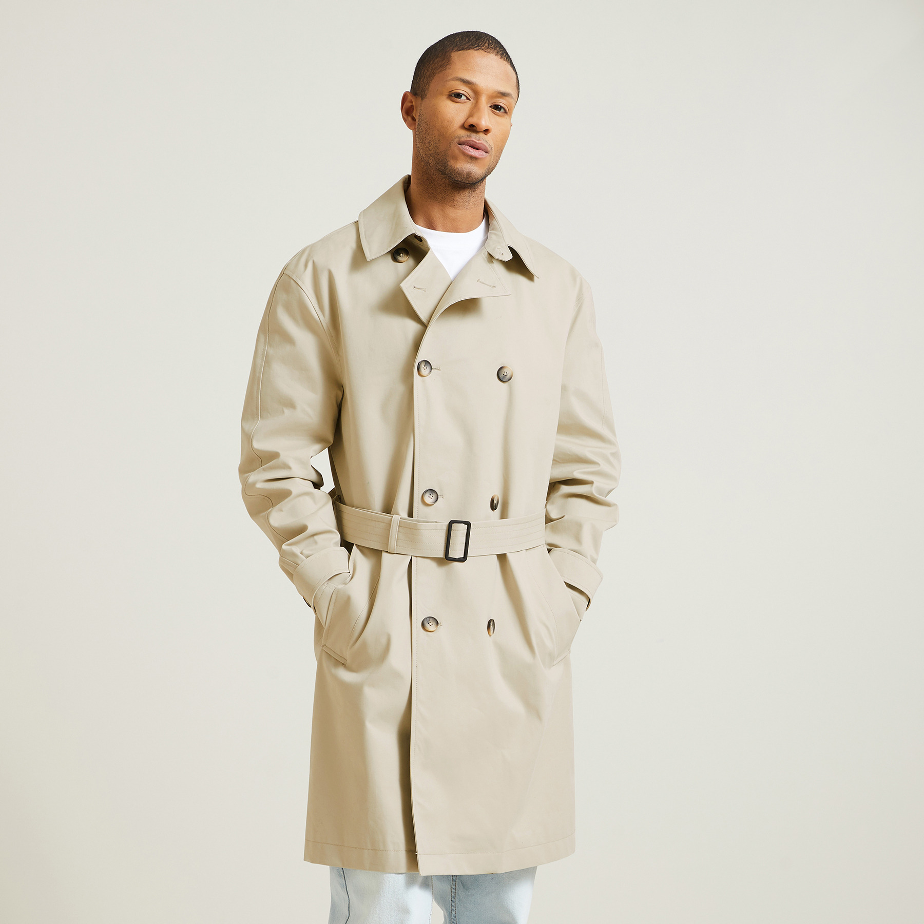 Trench ceinturé en coton Beige XL 100% Polyester, 100% Coton Homme