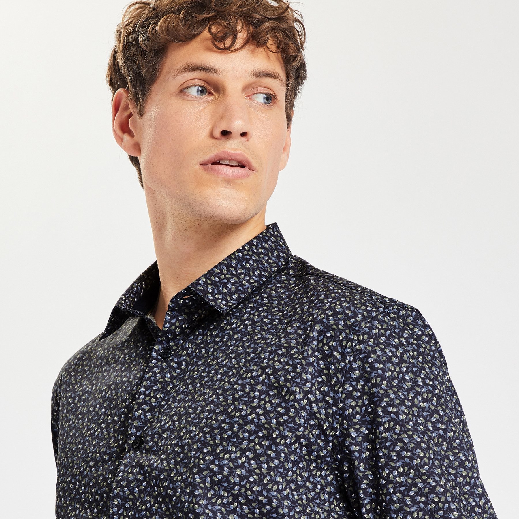 Chemise slim imprimé floral en coton Bleu S 100% Coton Homme