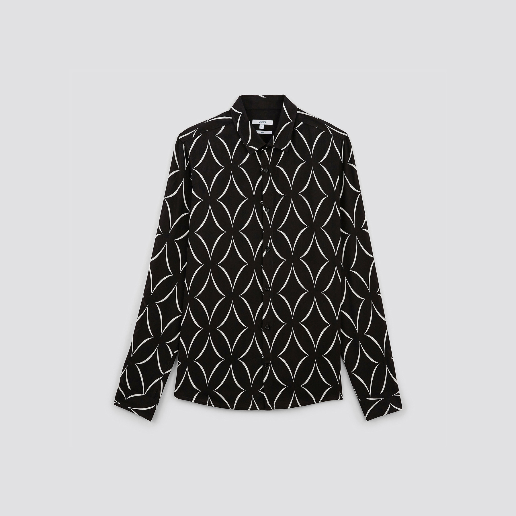Chemise slim imprimé géométrique viscose Ecovero Noir S 100% Viscose Homme Jules