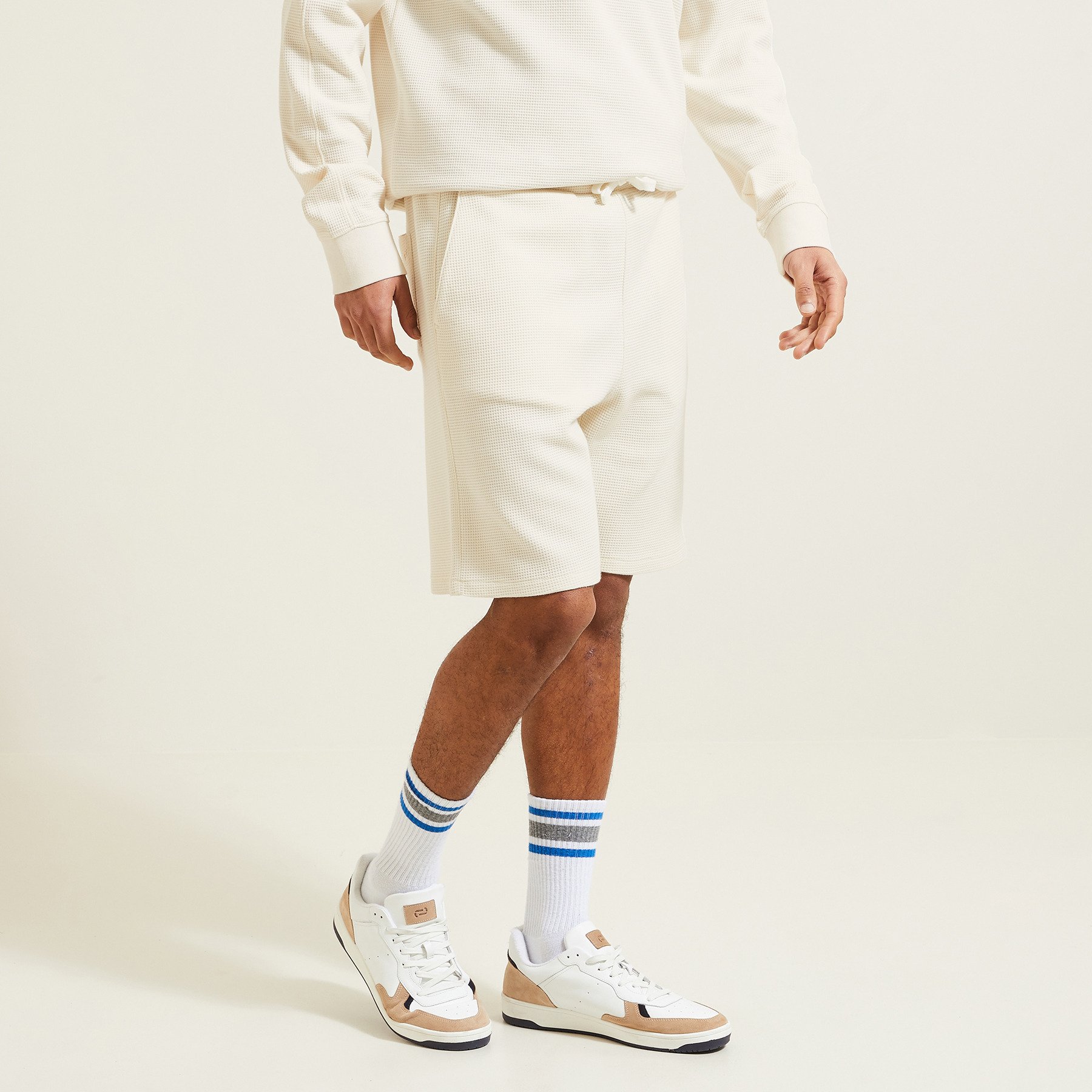 Short en molleton gaufré Ecru XS 100% Coton Homme Jules