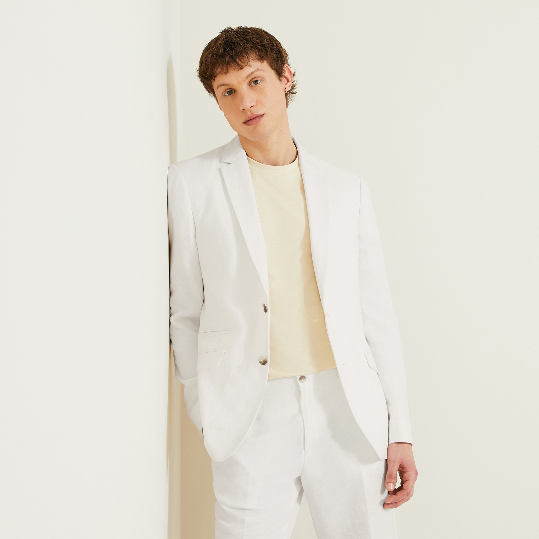 Veste de costume contenant du lin slim Blanc 48  Homme
