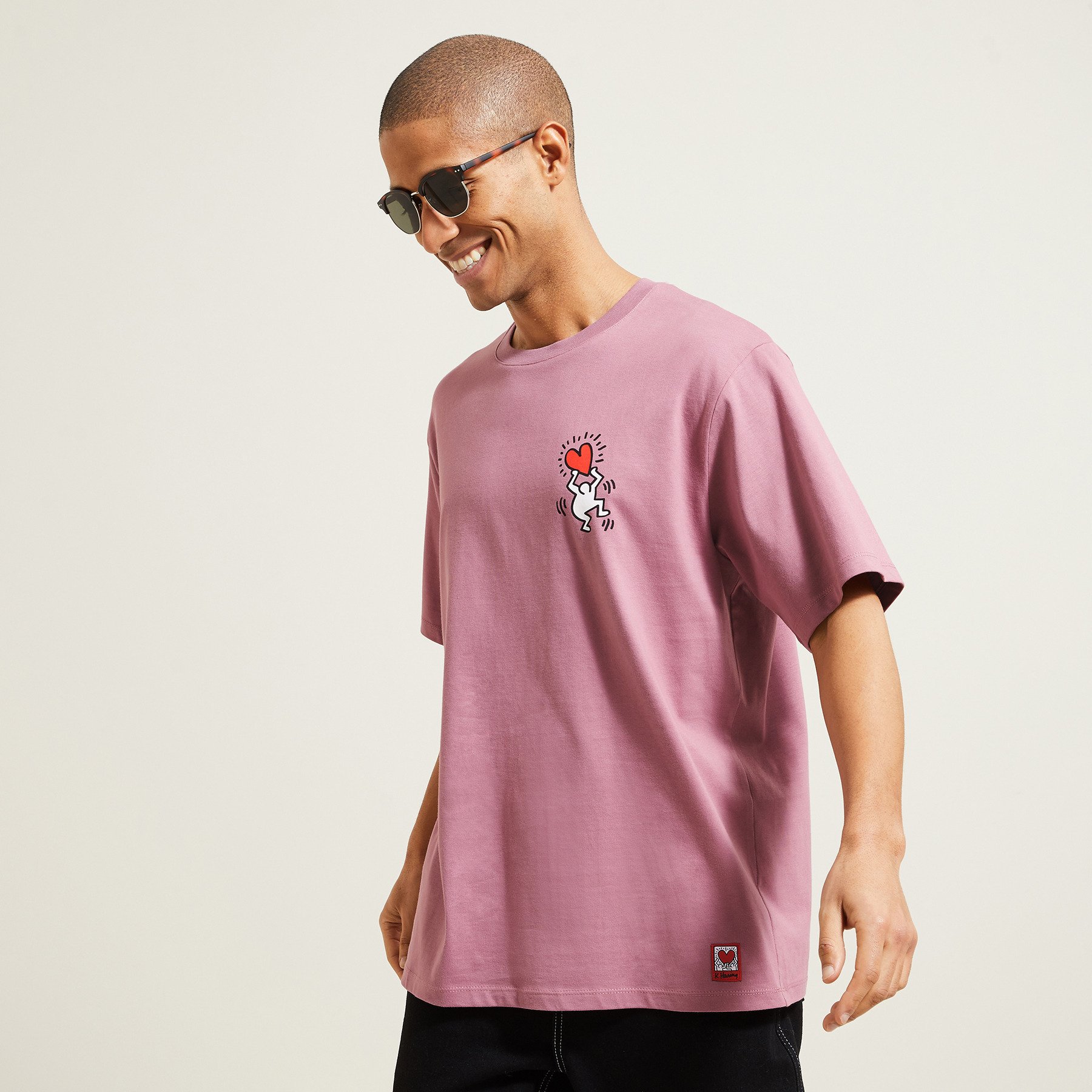 Tee-shirt licence Keith Haring Rose M 100% Coton Homme Jules