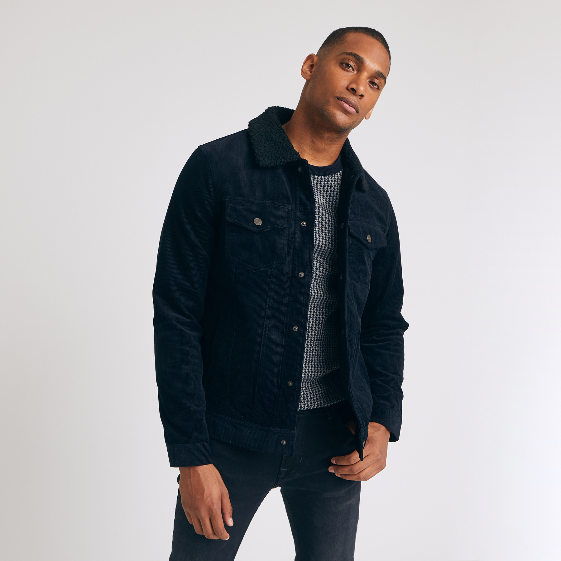 Blouson velours côtelé Noir Homme