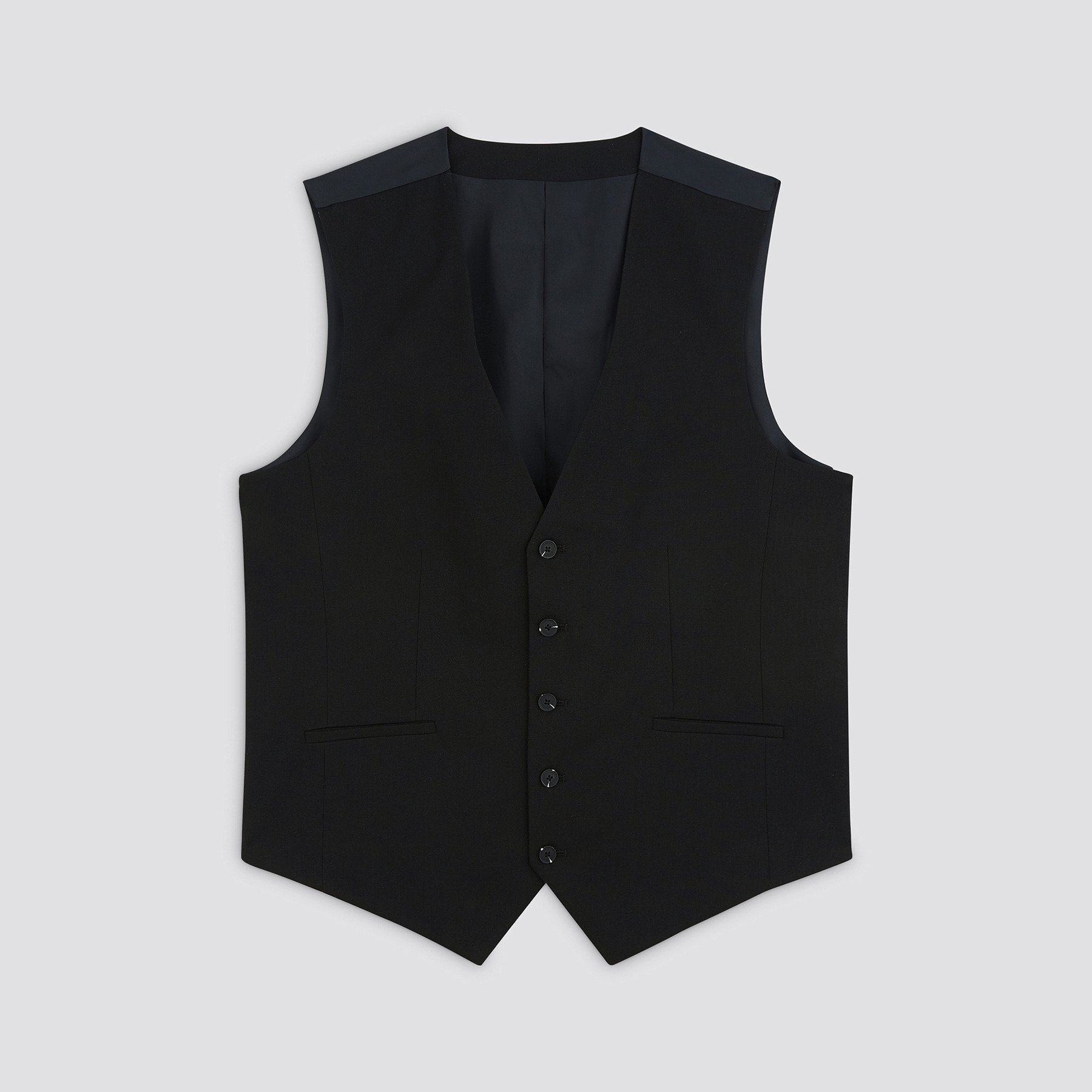 Gilet de costume uni slim Noir S Polyester Homme